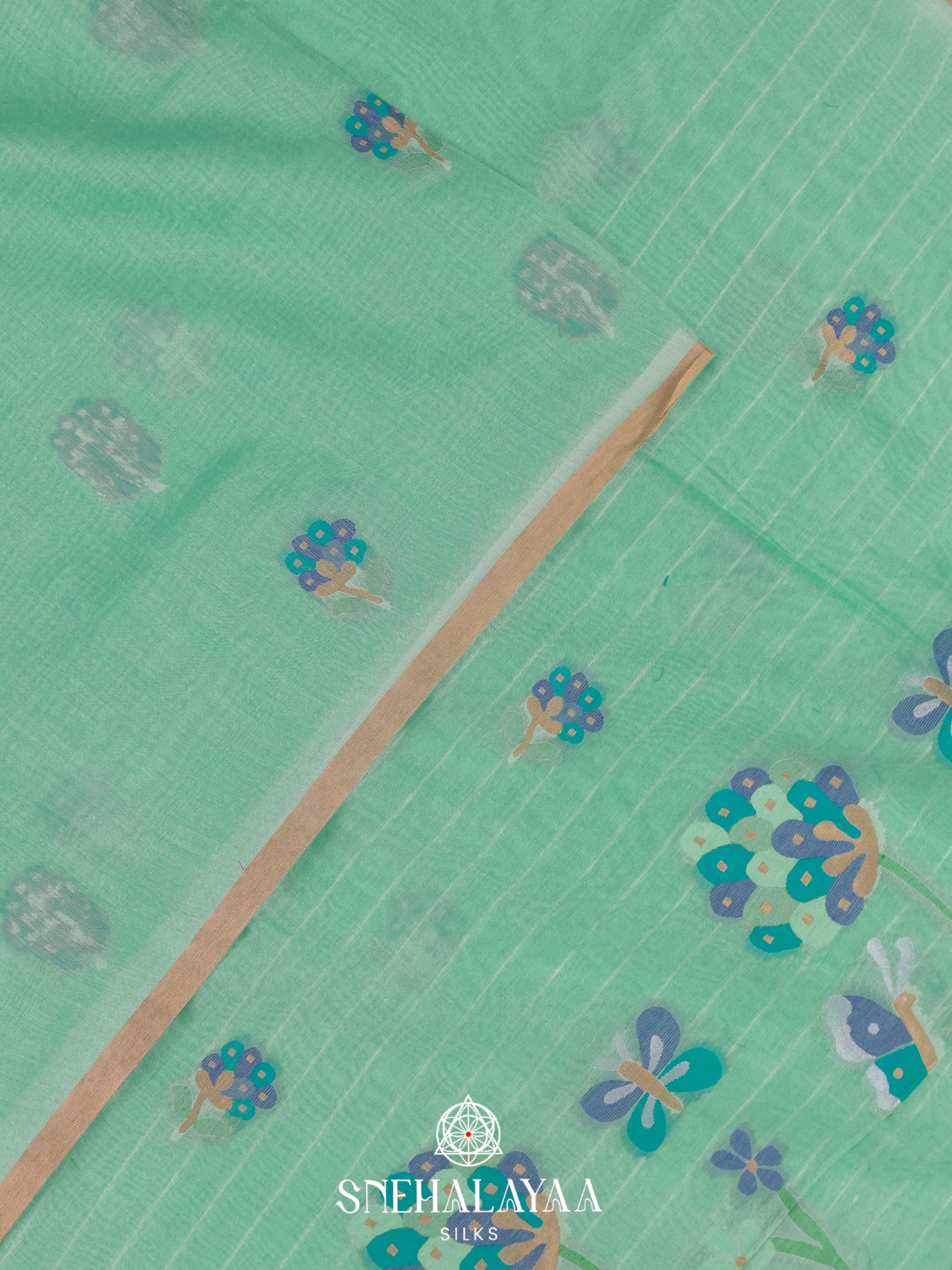 Teal Green Munga Cotton Saree