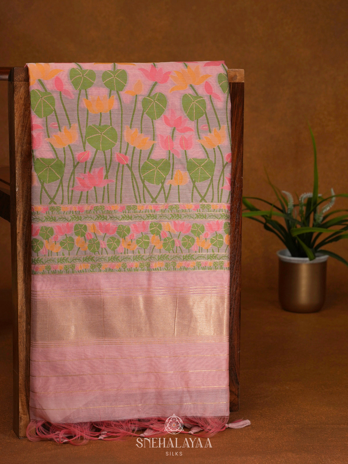 Rose Pink Munga Cotton Saree