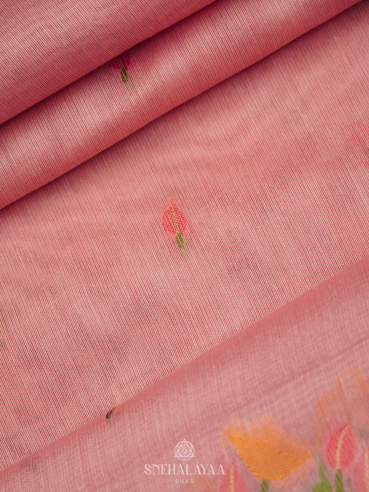 Rose Pink Munga Cotton Saree