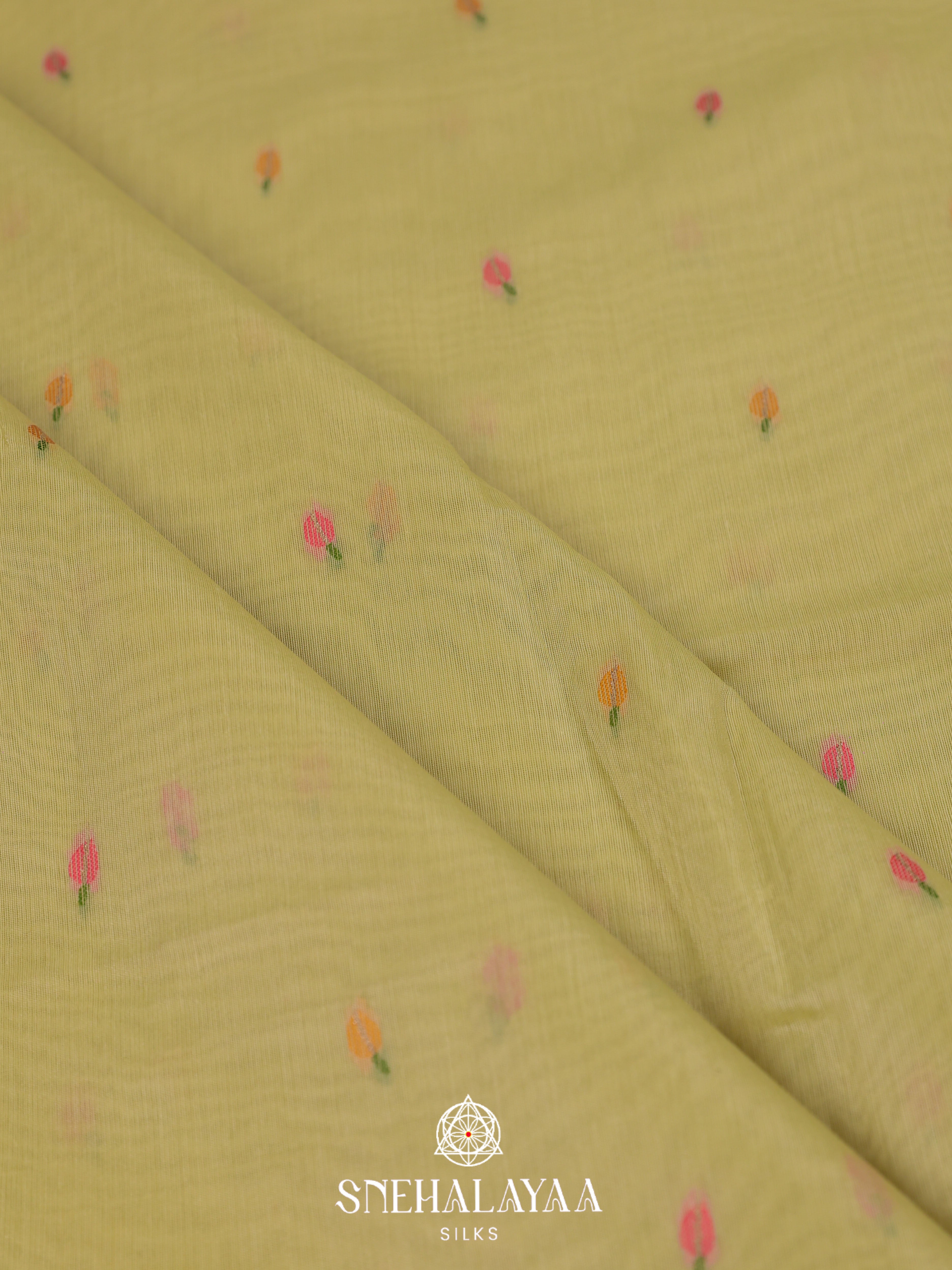 Cream Yellow Munga Cotton Saree