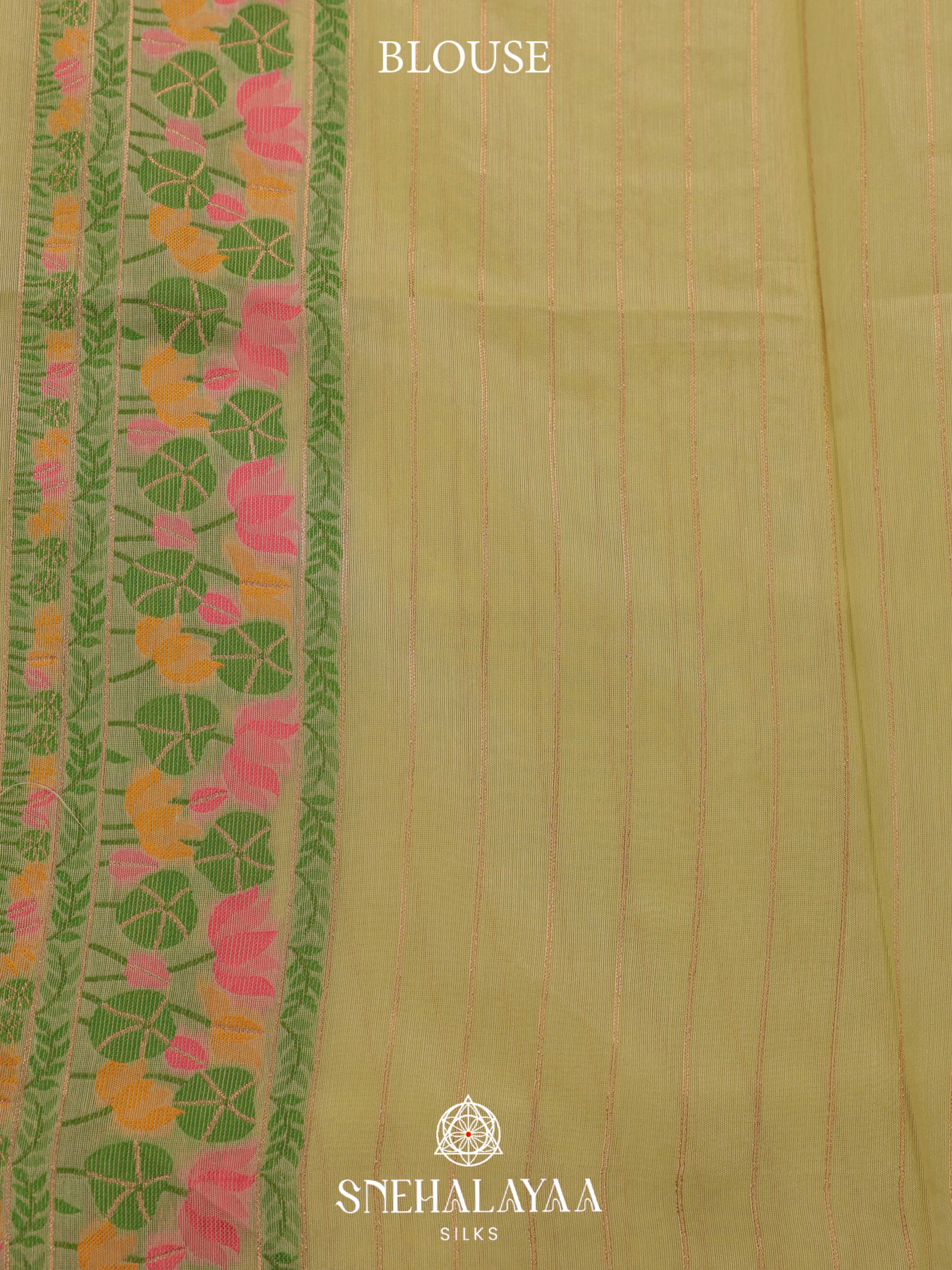 Cream Yellow Munga Cotton Saree