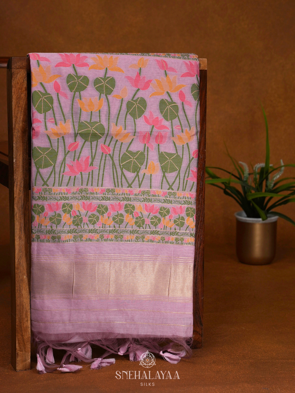 Lilac Munga Cotton Saree