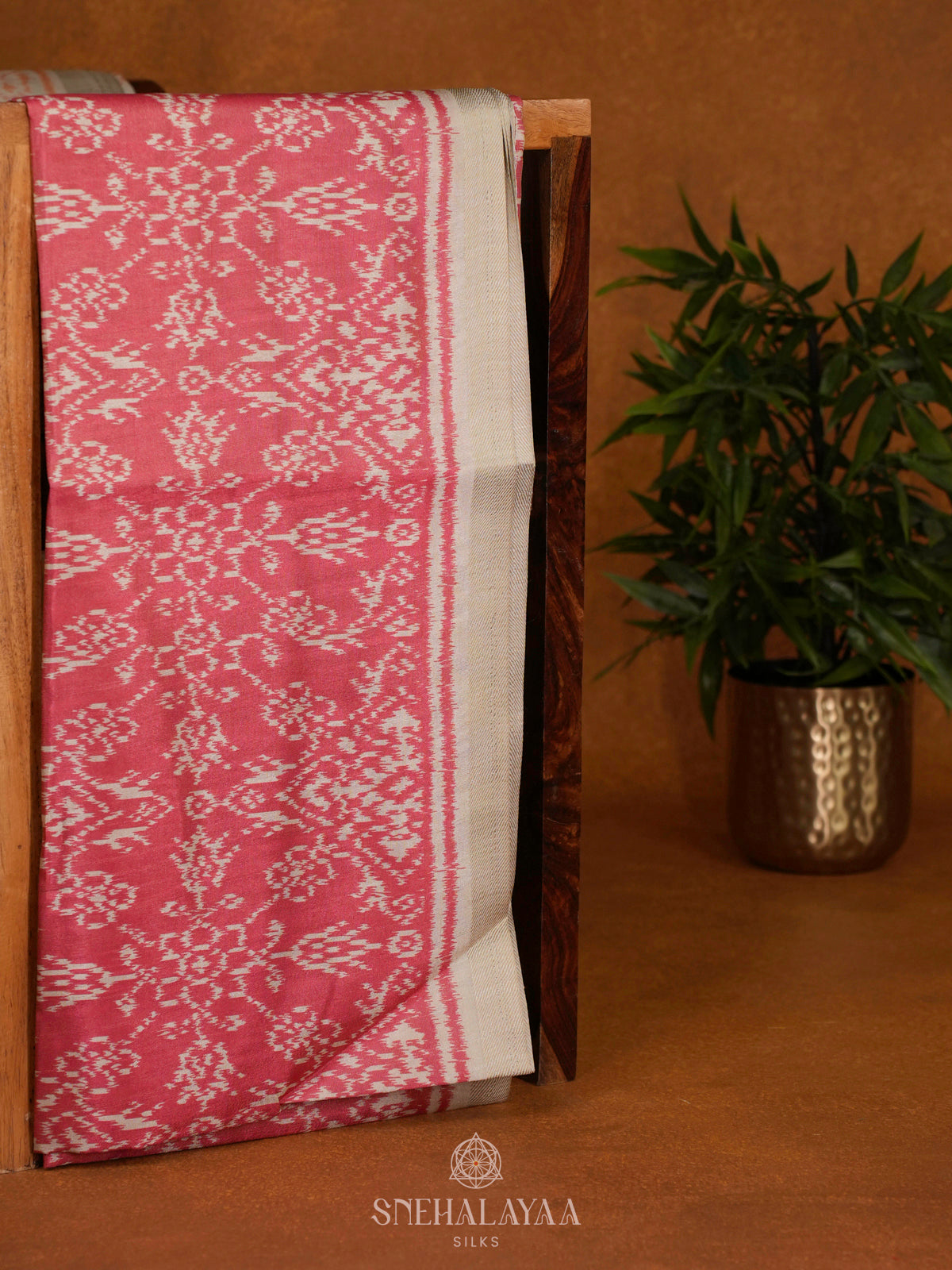 Coral Pink Dola Saree