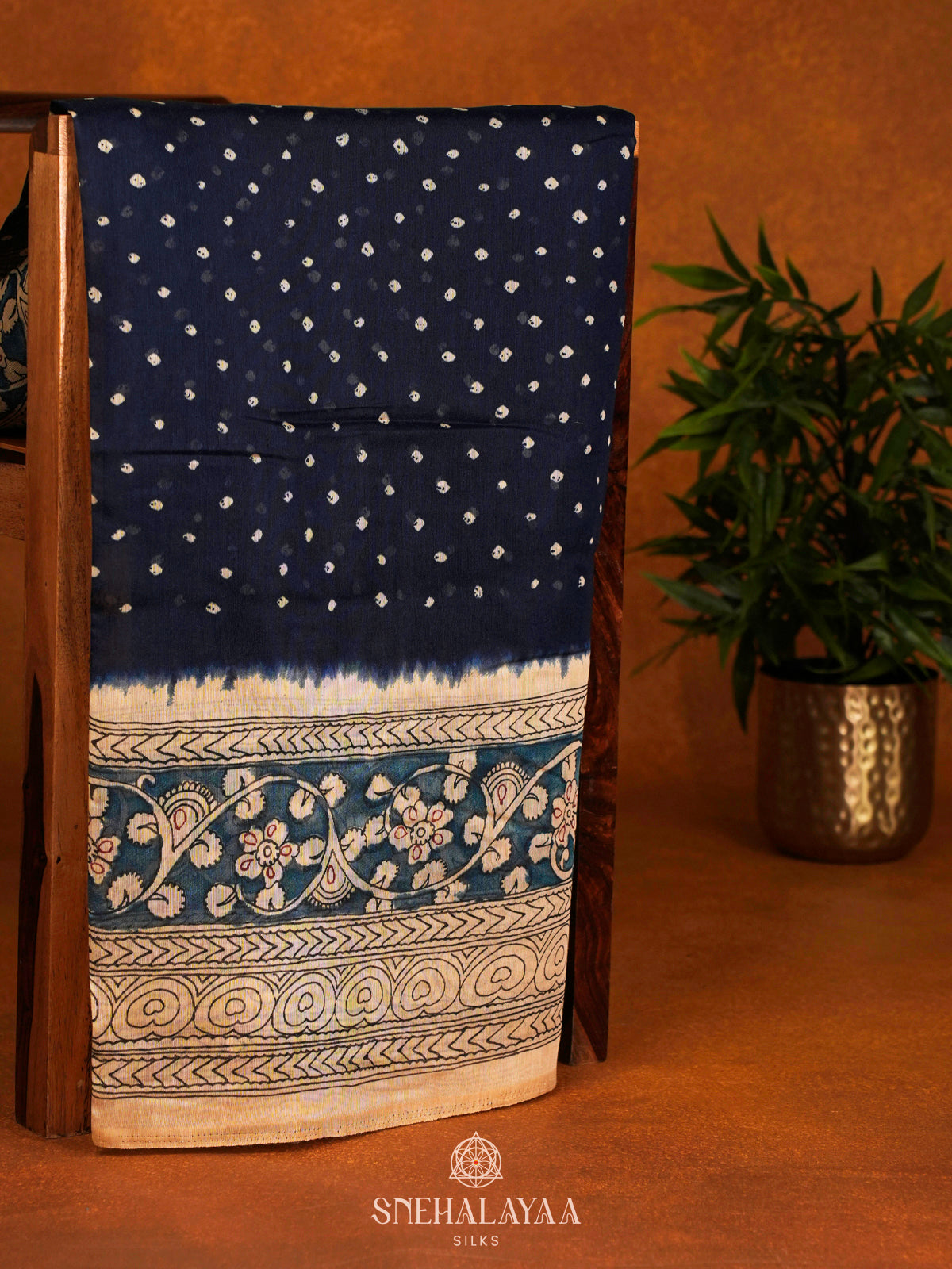 Navy Blue Linen Saree