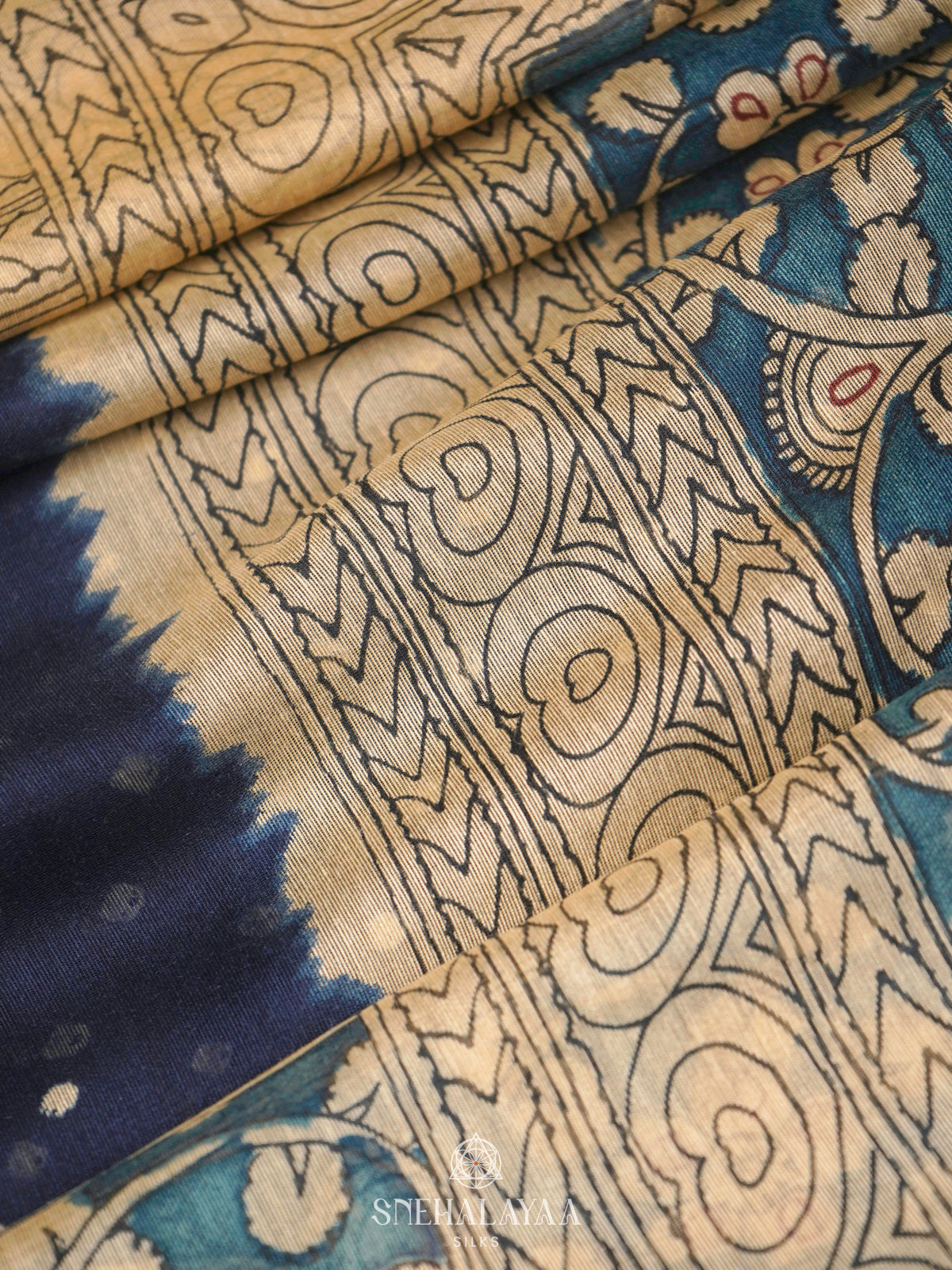 Navy Blue Linen Saree