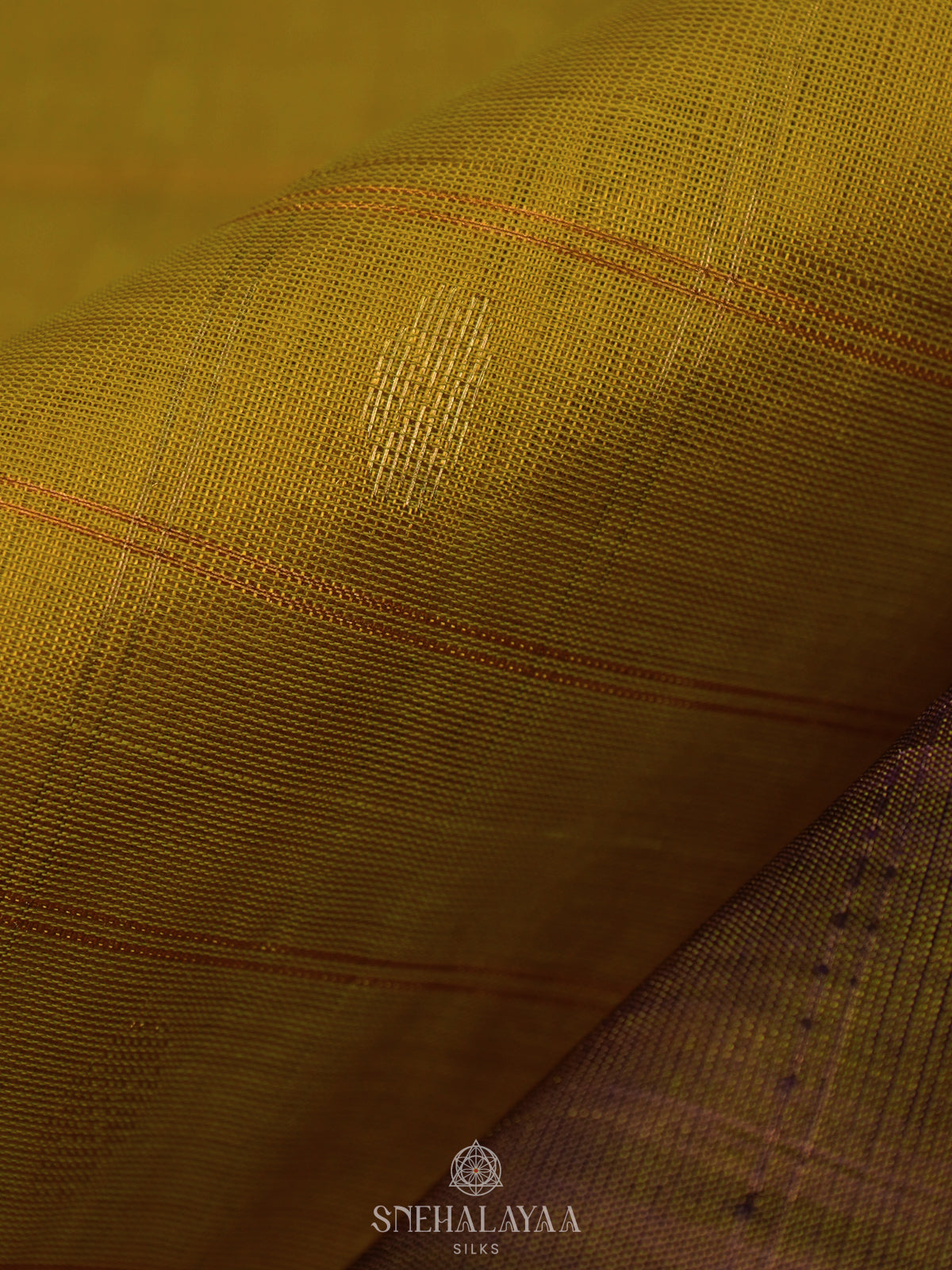 Lime Green Silk Cotton Saree with Forest Green Pallu & Ikat Border
