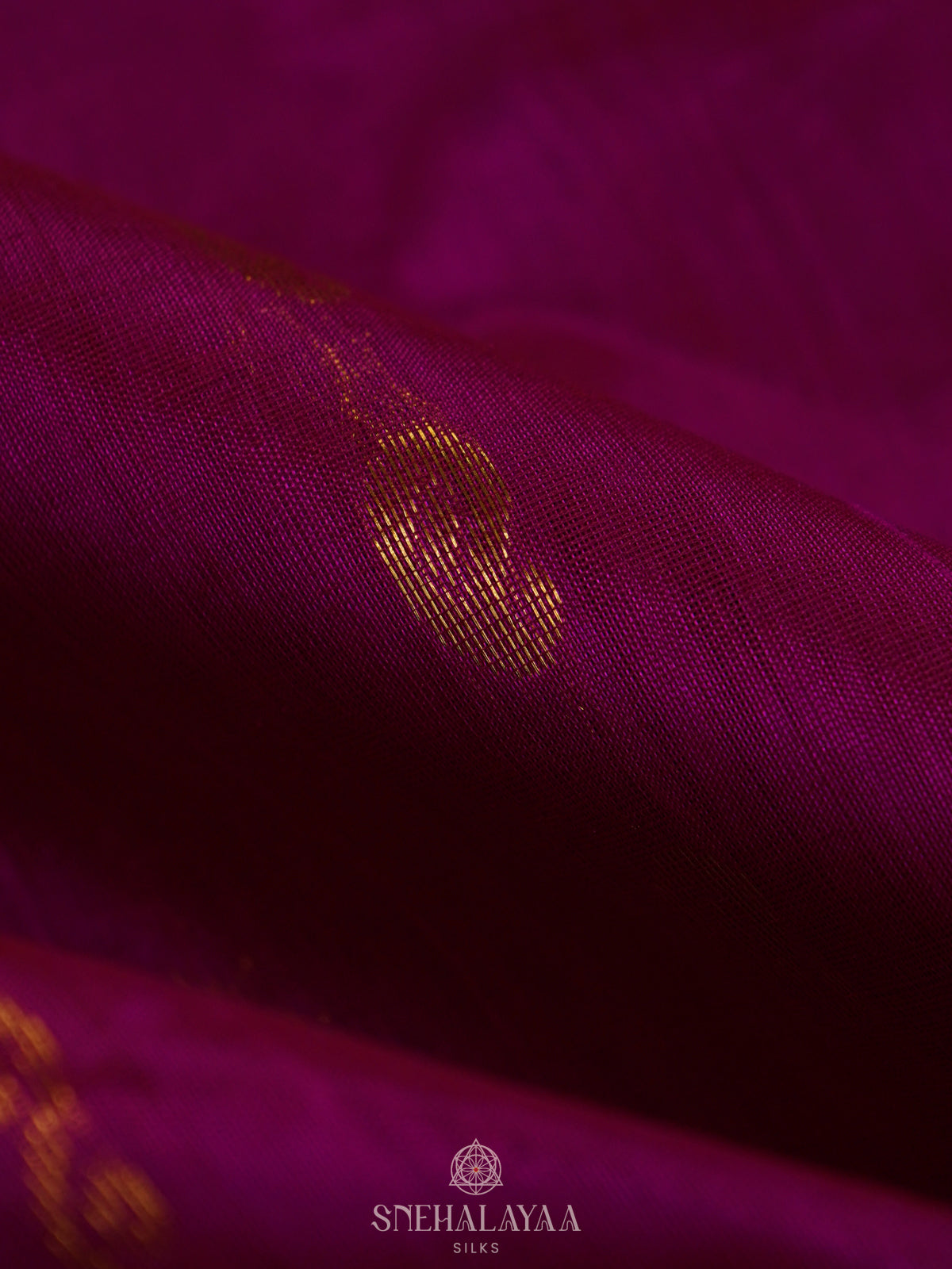 Magenta Pink Silk Cotton Saree with Zari Woven Buttas and Rich Golden Zari Border