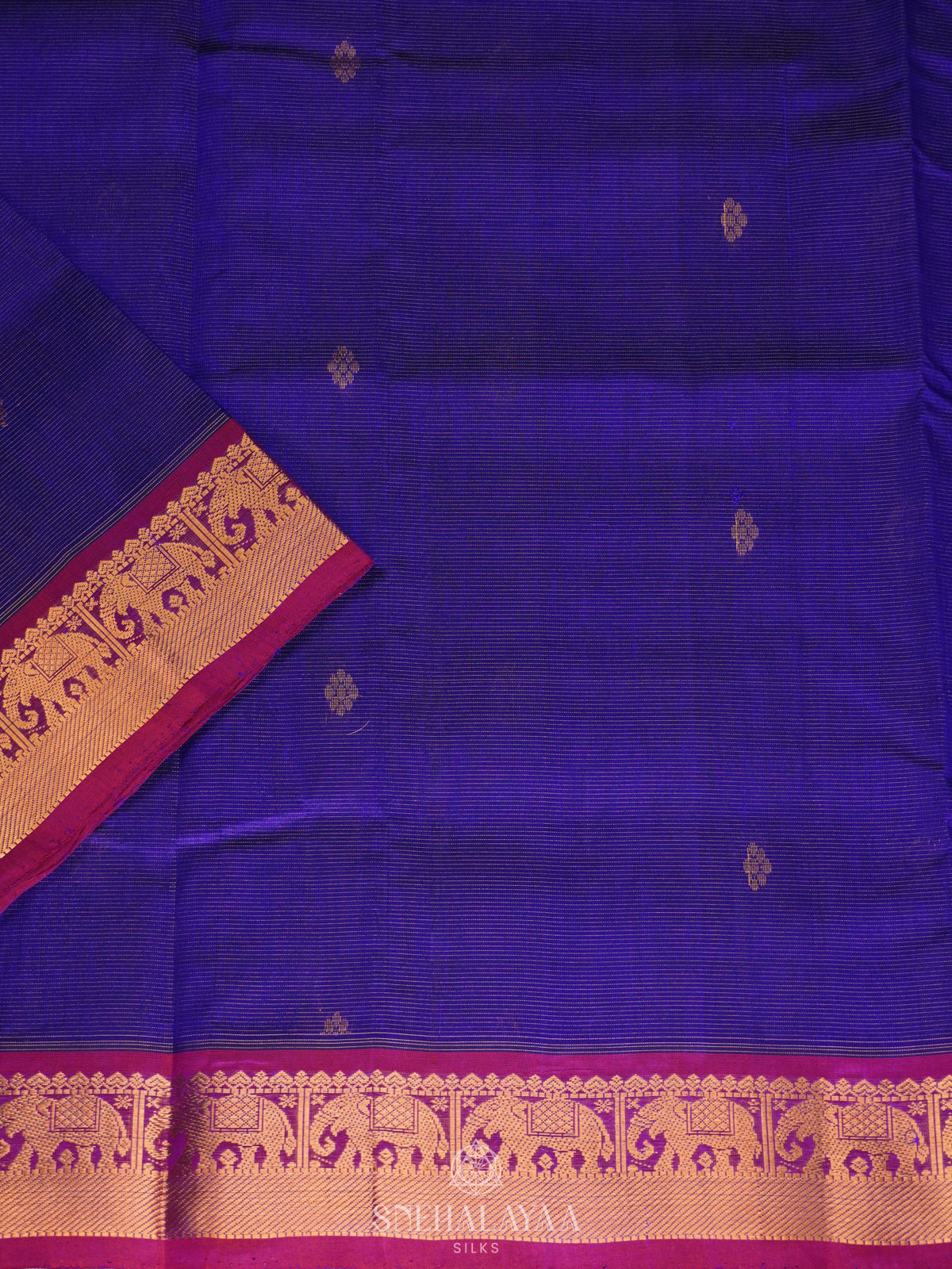 Royal Blue  Vaira  Oosi Kanchi Silk Cotton Saree
