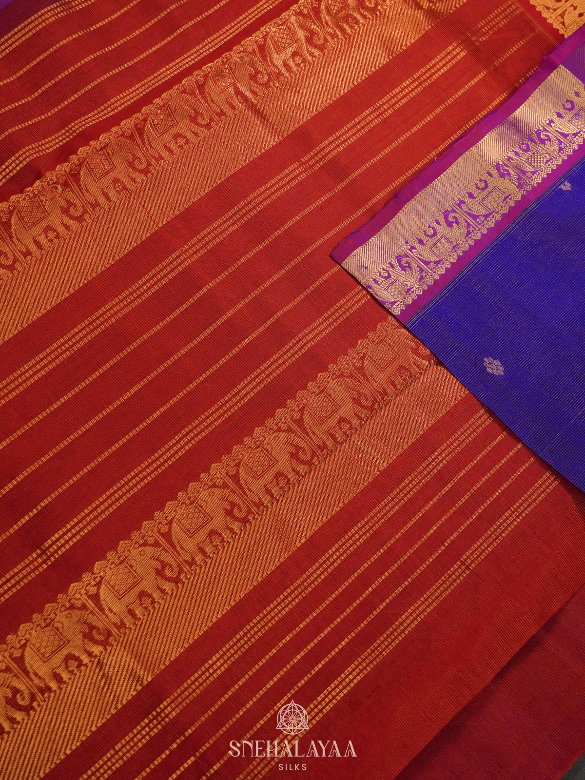 Royal Blue  Vaira  Oosi Kanchi Silk Cotton Saree