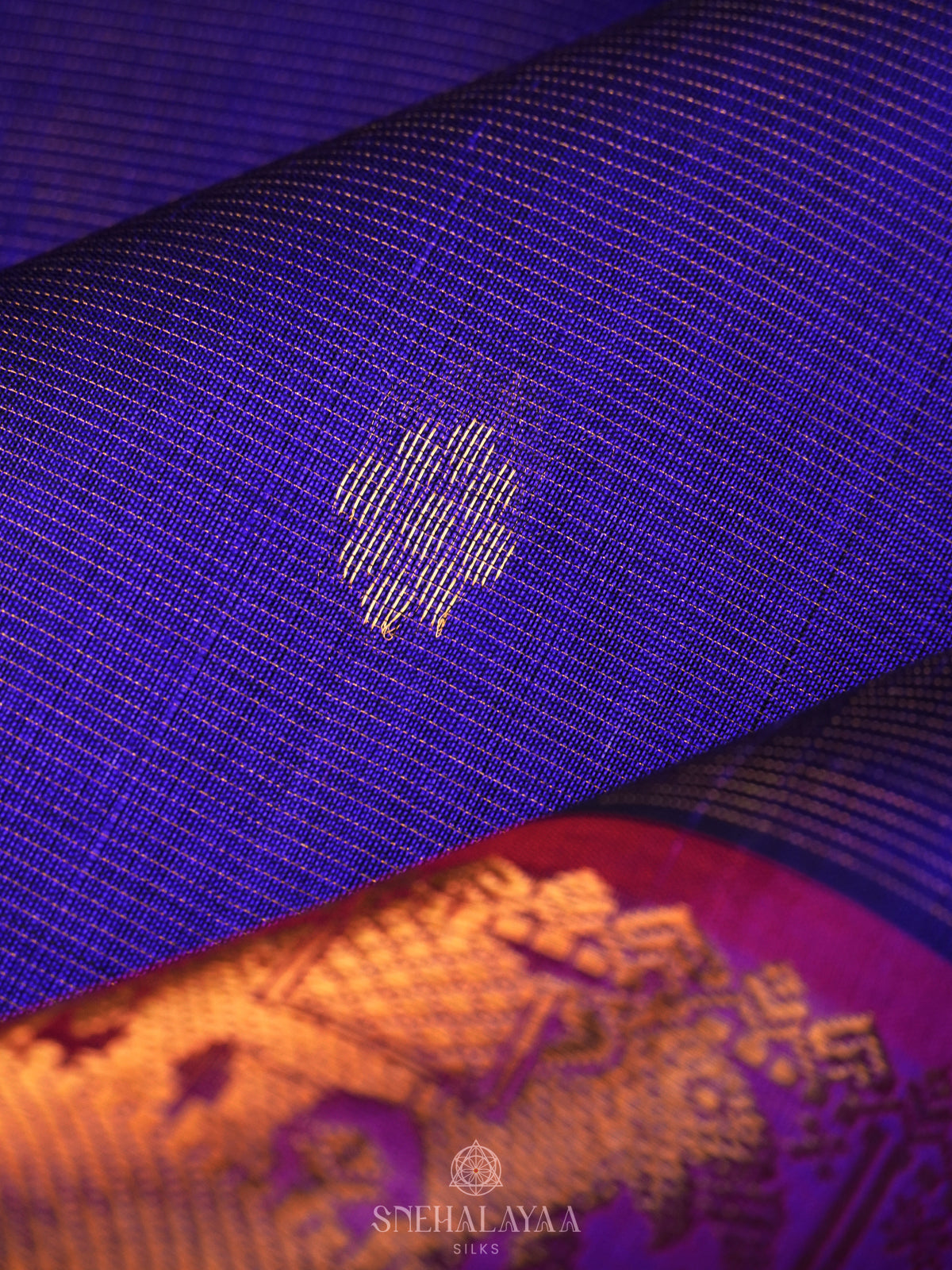 Royal Blue  Vaira Oosi Kanchi Silk Cotton Saree