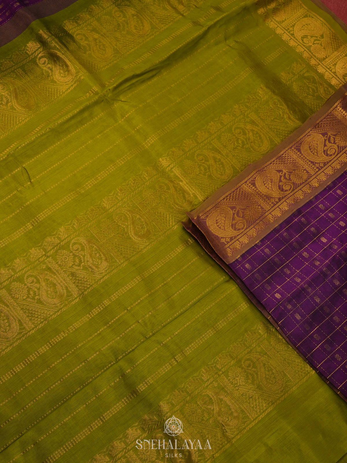 Magenta Kanchi Silk Cotton Saree with 1000 Buttas