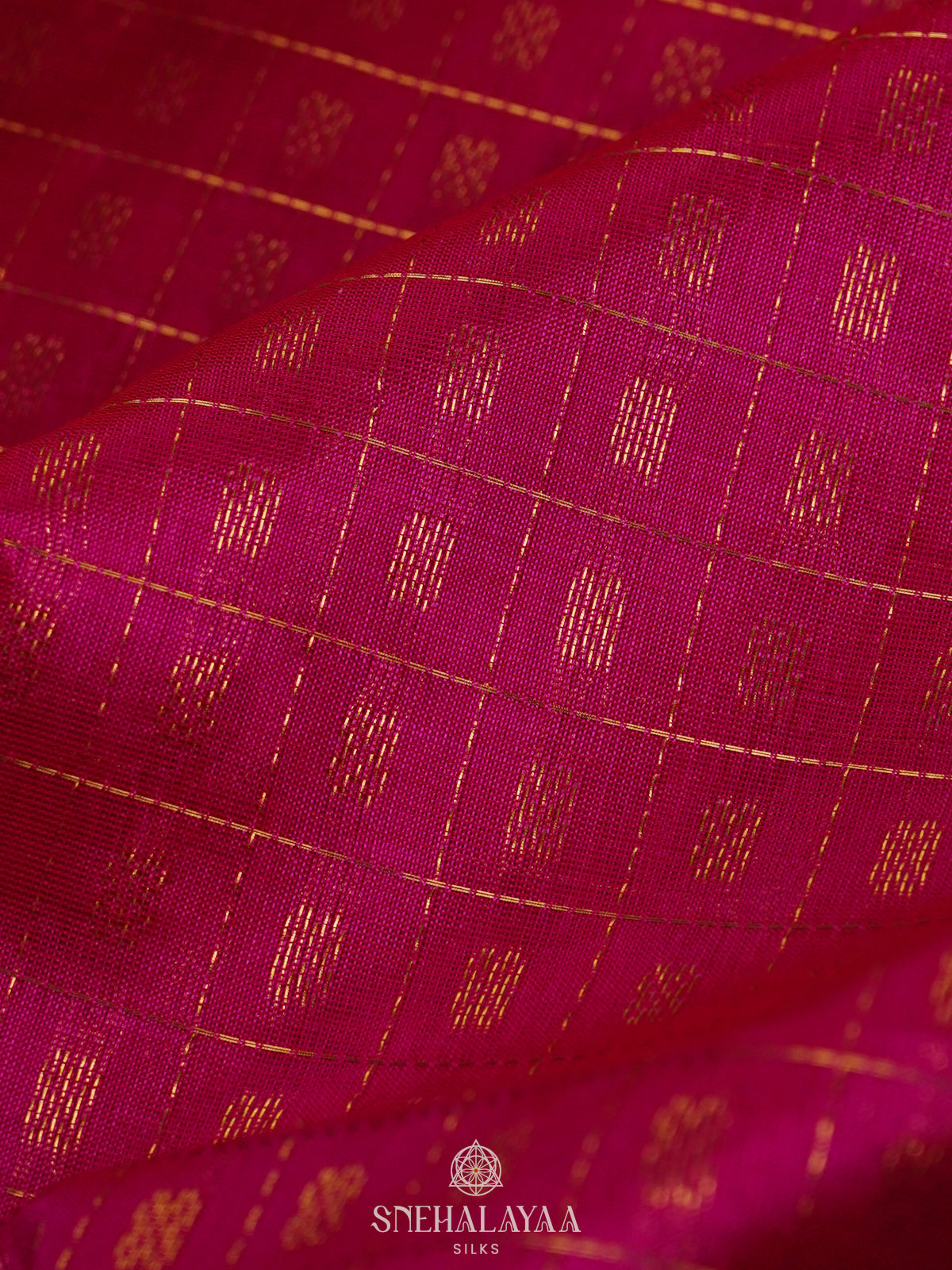 Pink Kanchi Silk Cotton Saree with 1000 Buttas