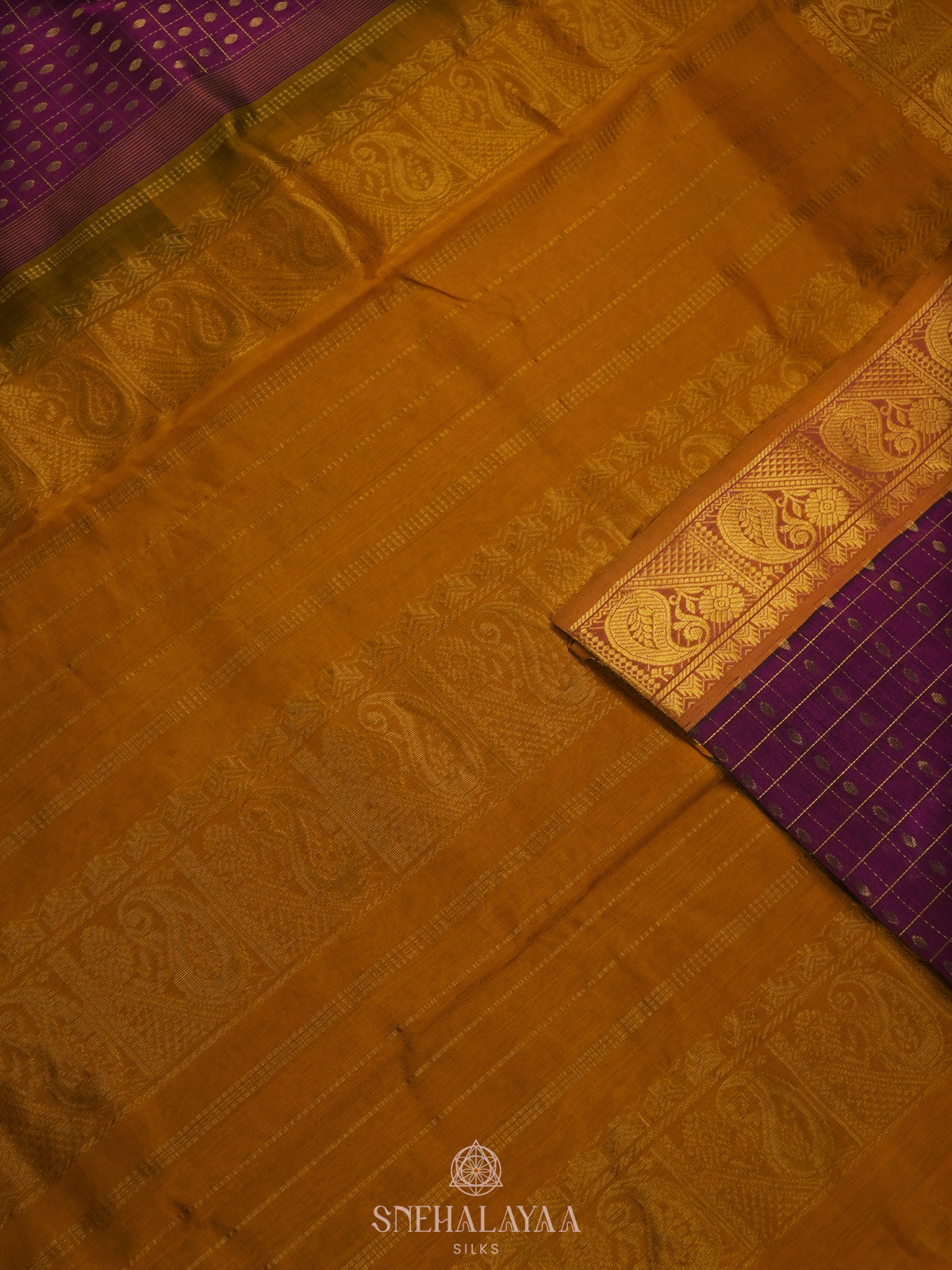 Magenta Kanchi Silk Cotton Saree with 1000 Buttas