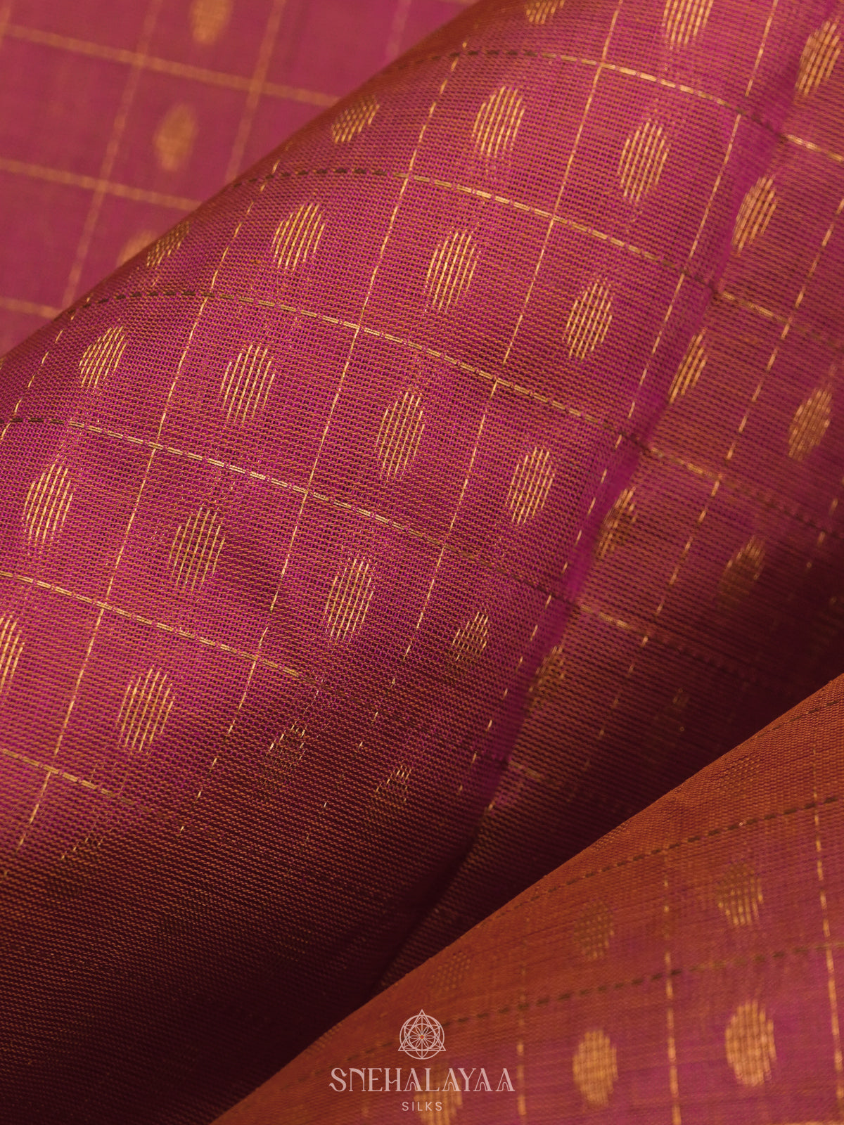 Orange Kanchi Silk Cotton Saree with 1000 Buttas