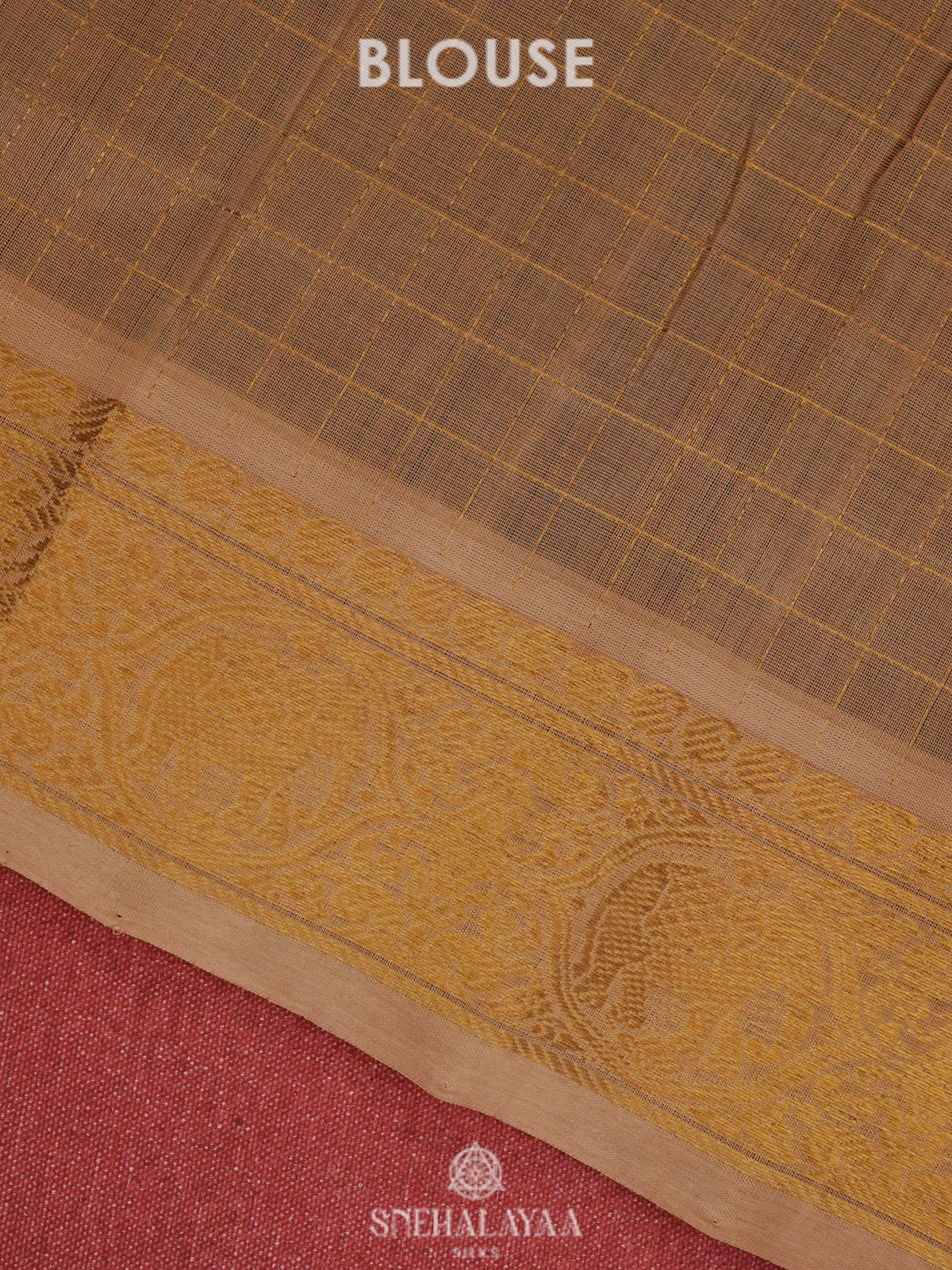 Brown Kanchi Silk Cotton Saree with 1000 Buttas