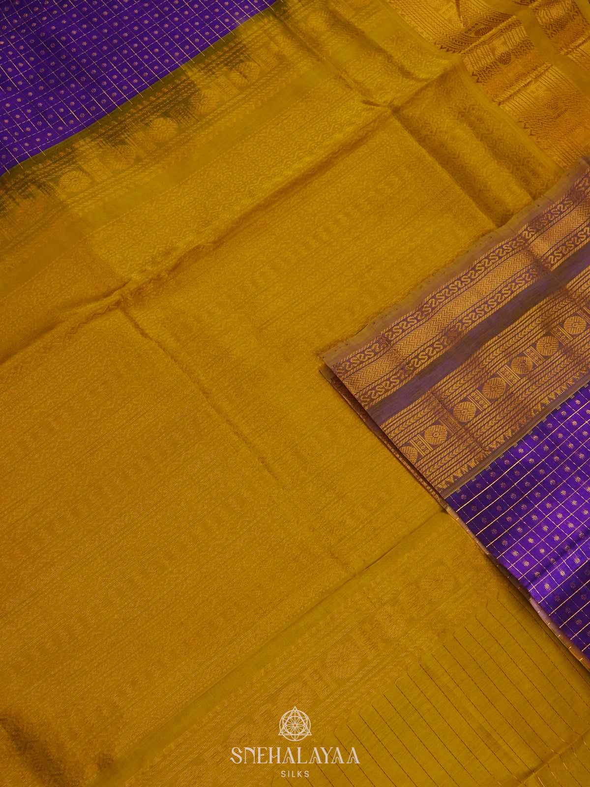 Purple Kanchi Silk Cotton Saree with 1000 Buttas