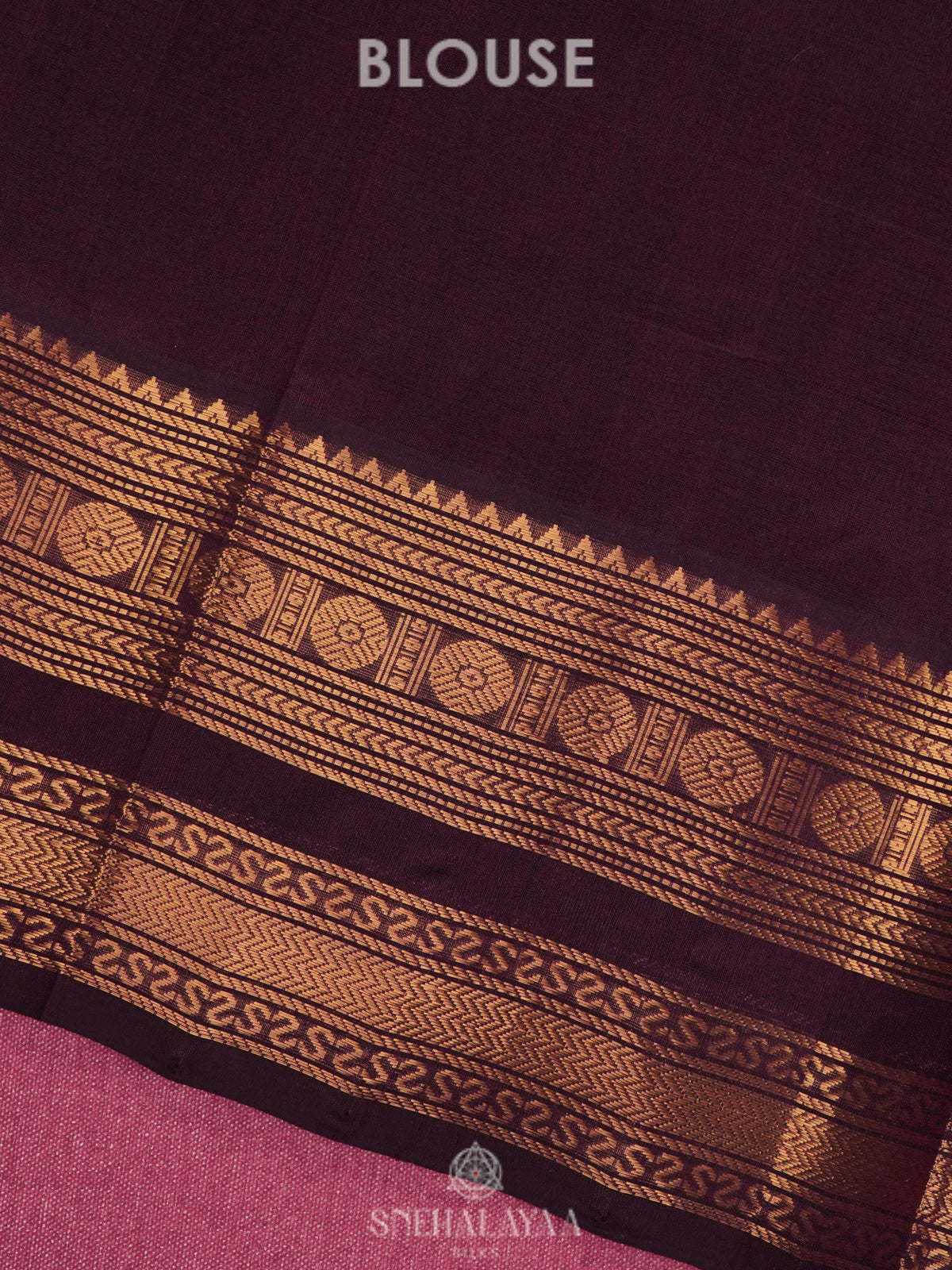 Brown Kanchi Silk Cotton Saree with 1000 Buttas