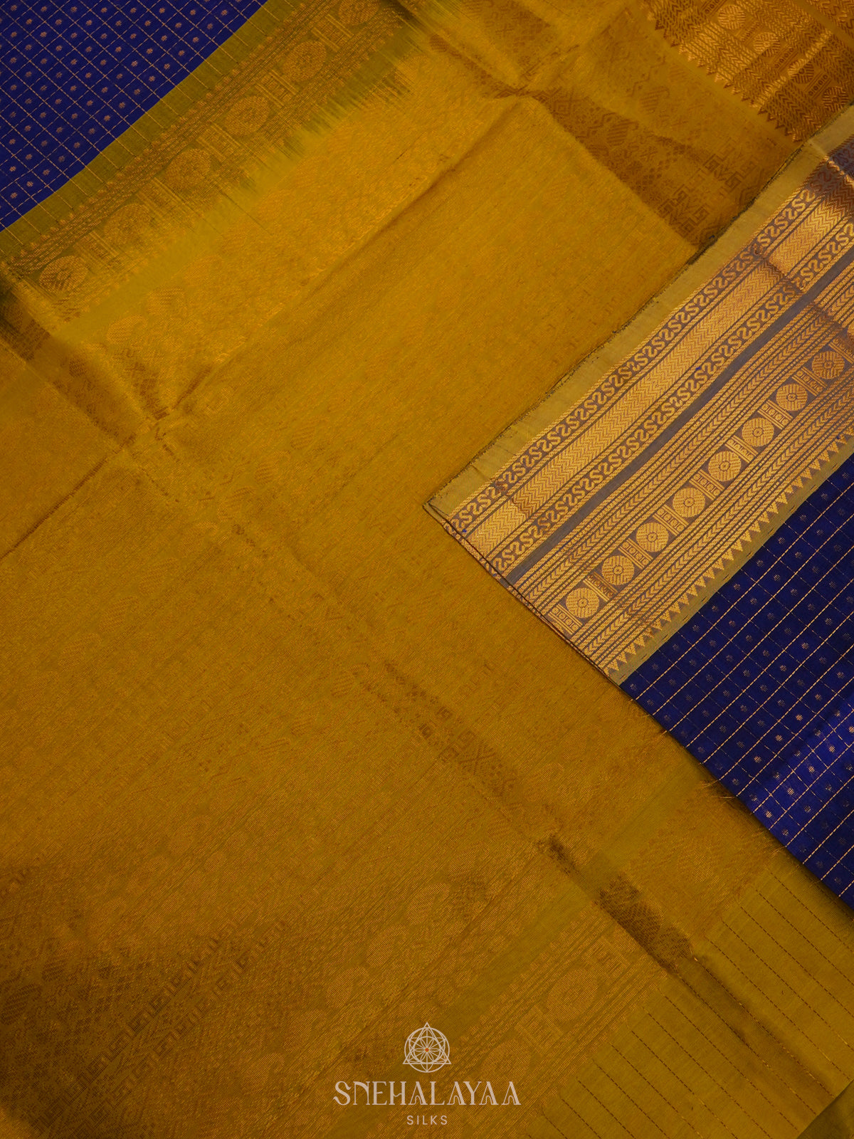 Royal Blue Kanchi Silk Cotton Saree with 1000 Buttas