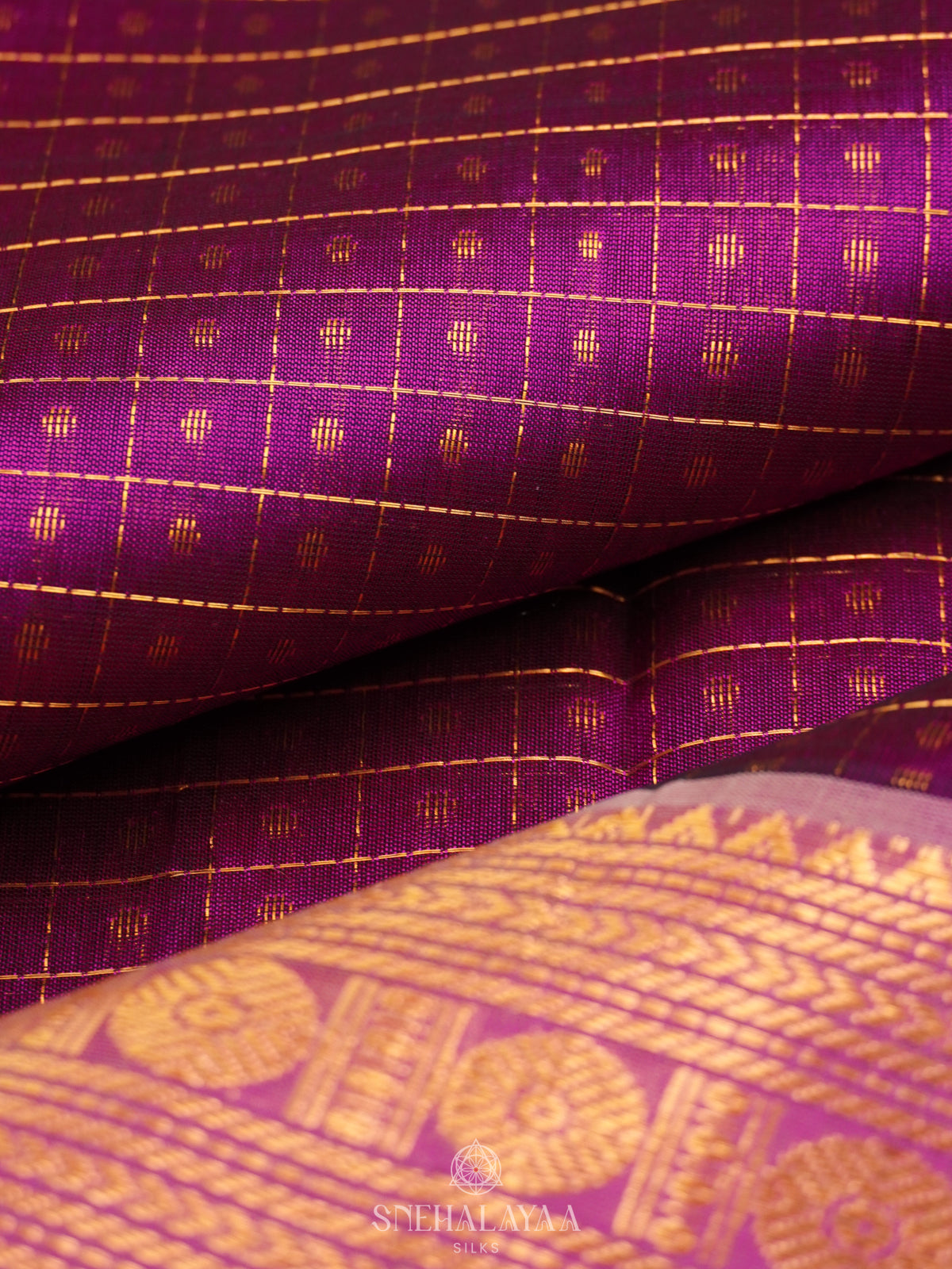 Magenta Pink Kanchi Silk Cotton Saree with 1000 Buttas