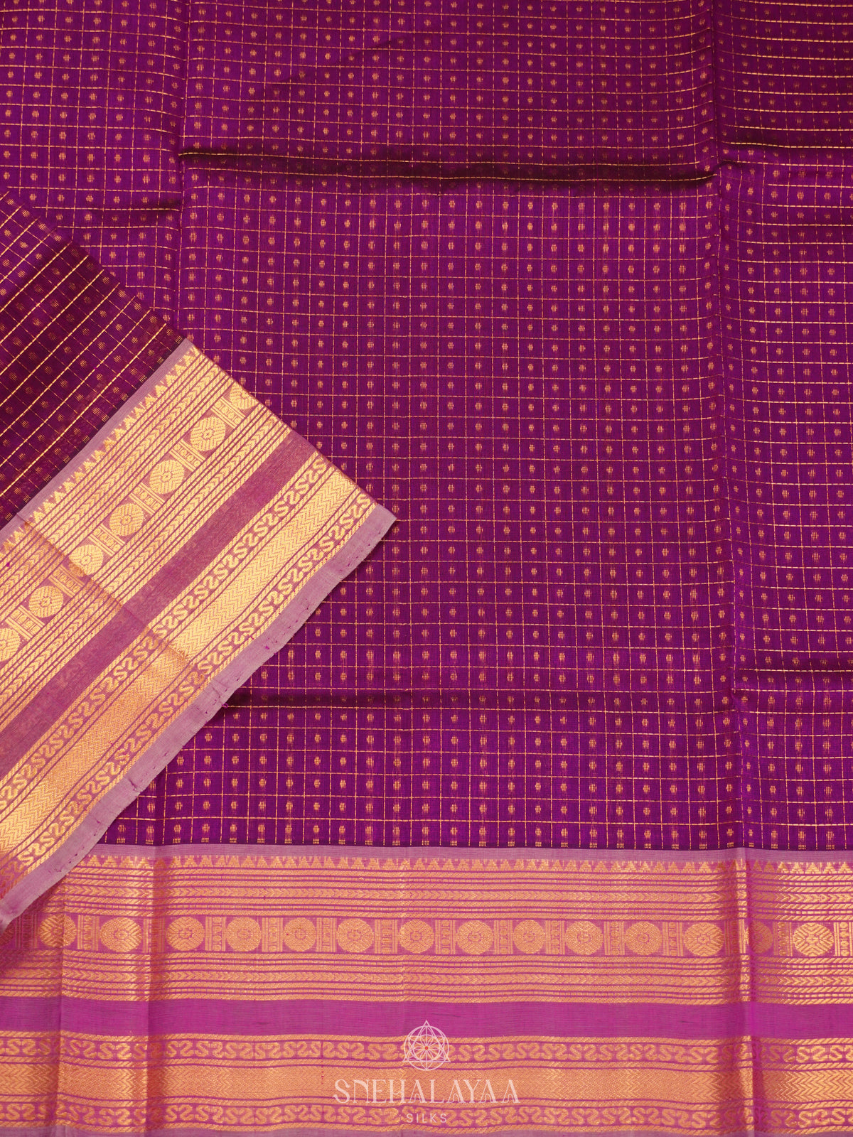 Magenta Pink Kanchi Silk Cotton Saree with 1000 Buttas