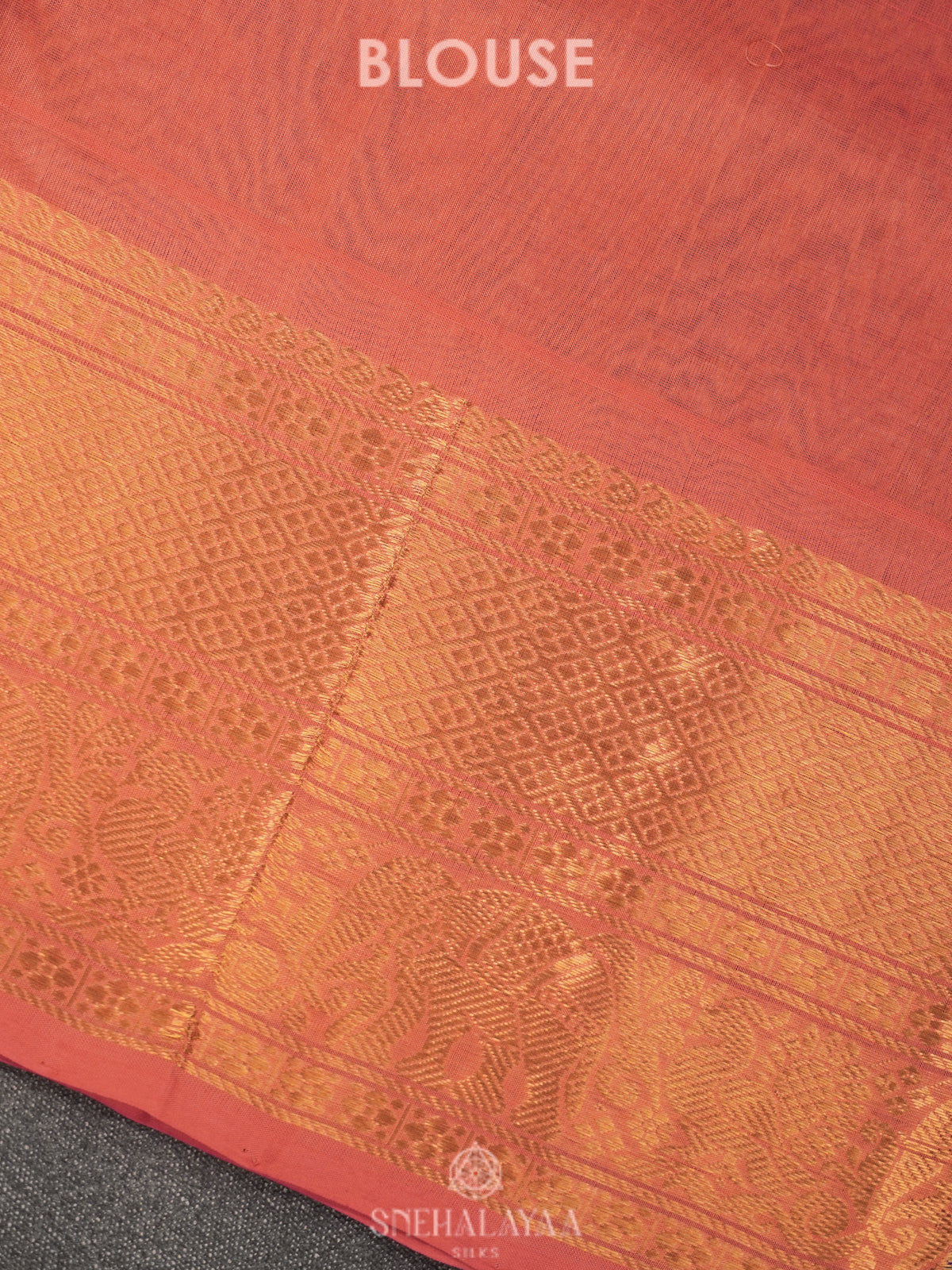 Ms Blue Zari Checks Silk Cotton Saree with Elephant Motifs and Zari Border
