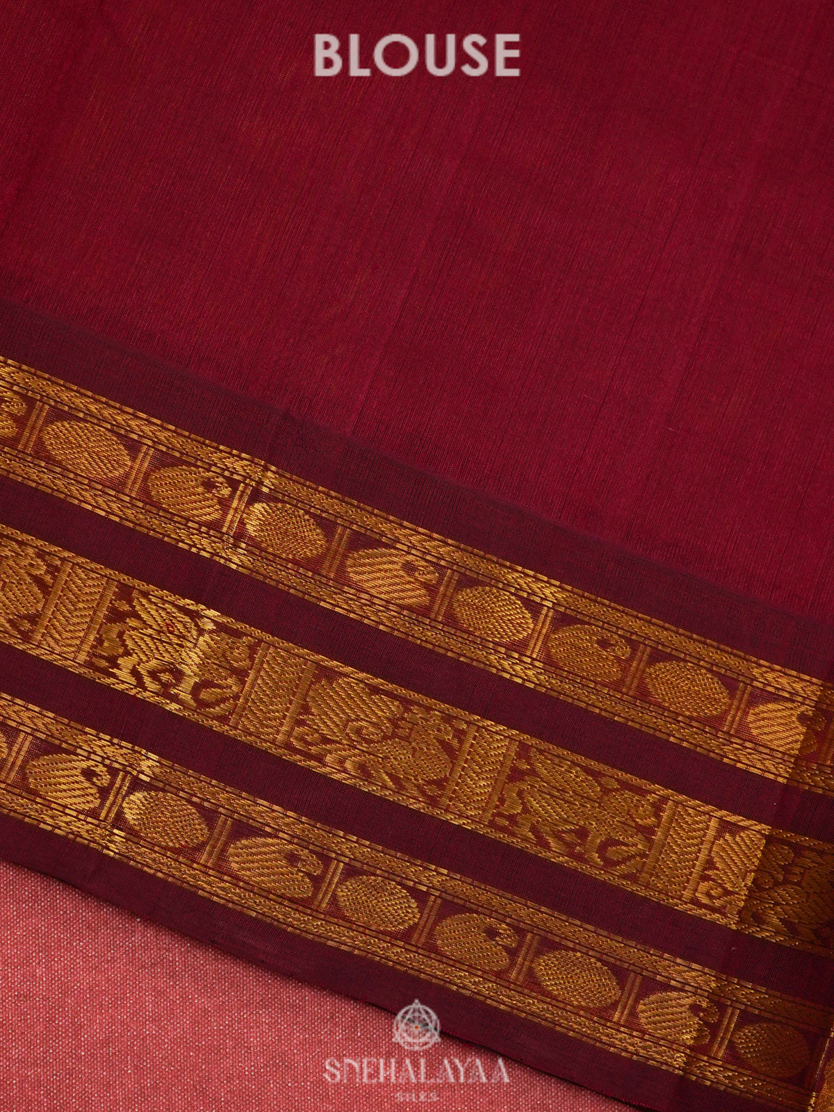 Orange Silk Cotton Saree with Zari Woven Buttas and Rich Golden Zari Border