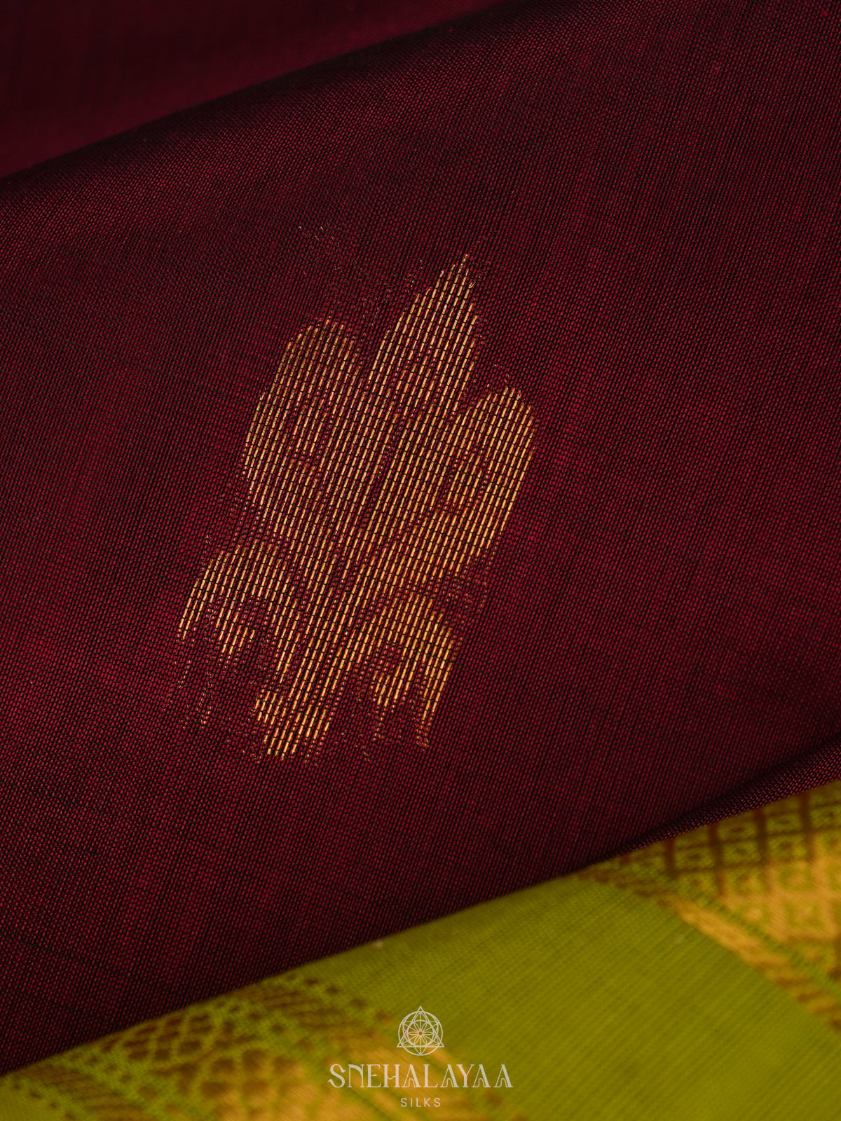 Maroon Silk Cotton Saree with Zari Woven Buttas and Rettapet Zari Border