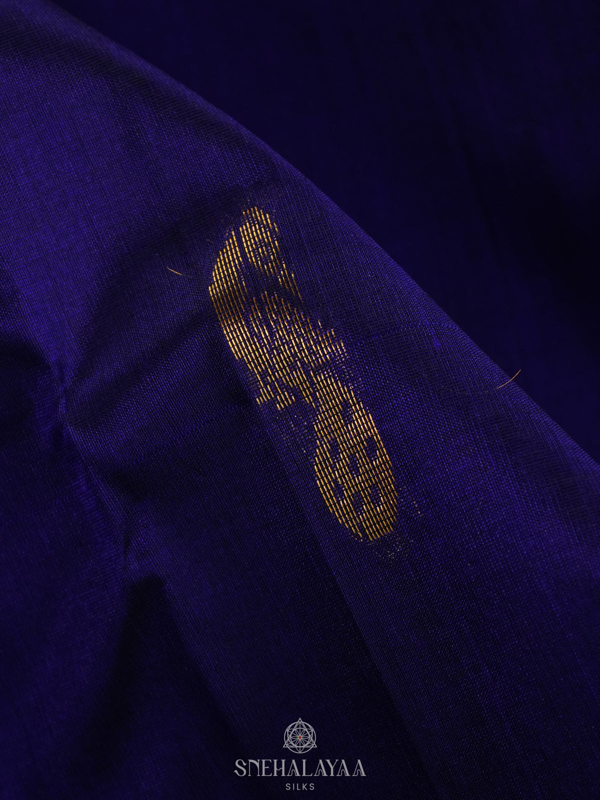 Navy Blue  Silk Cotton Saree with Zari Woven Buttas and Rich Golden Zari Border