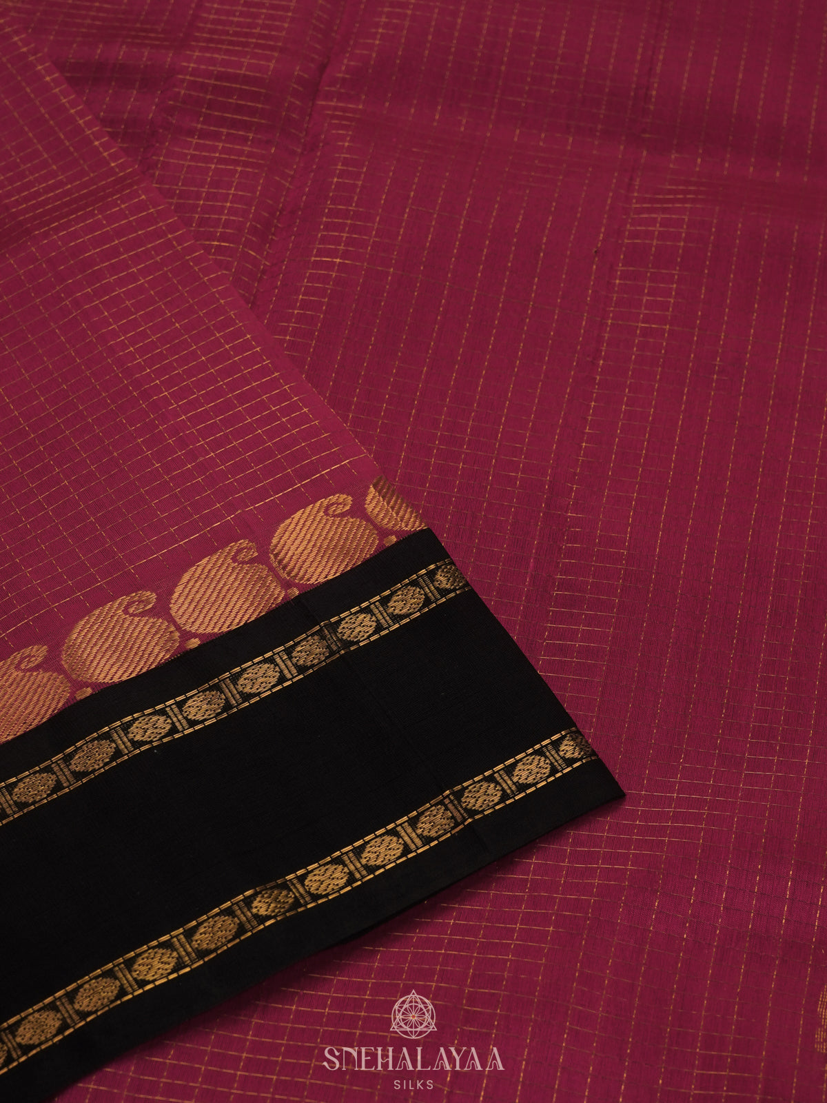 Pink Kanchi Silk Cotton Saree with 1000 Buttas