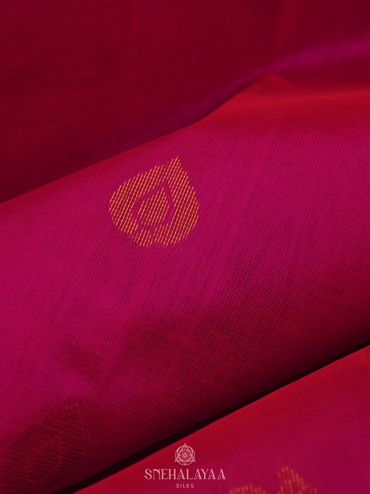 Pink Silk Cotton Saree with Zari Woven Buttas and Rich Golden Zari Border