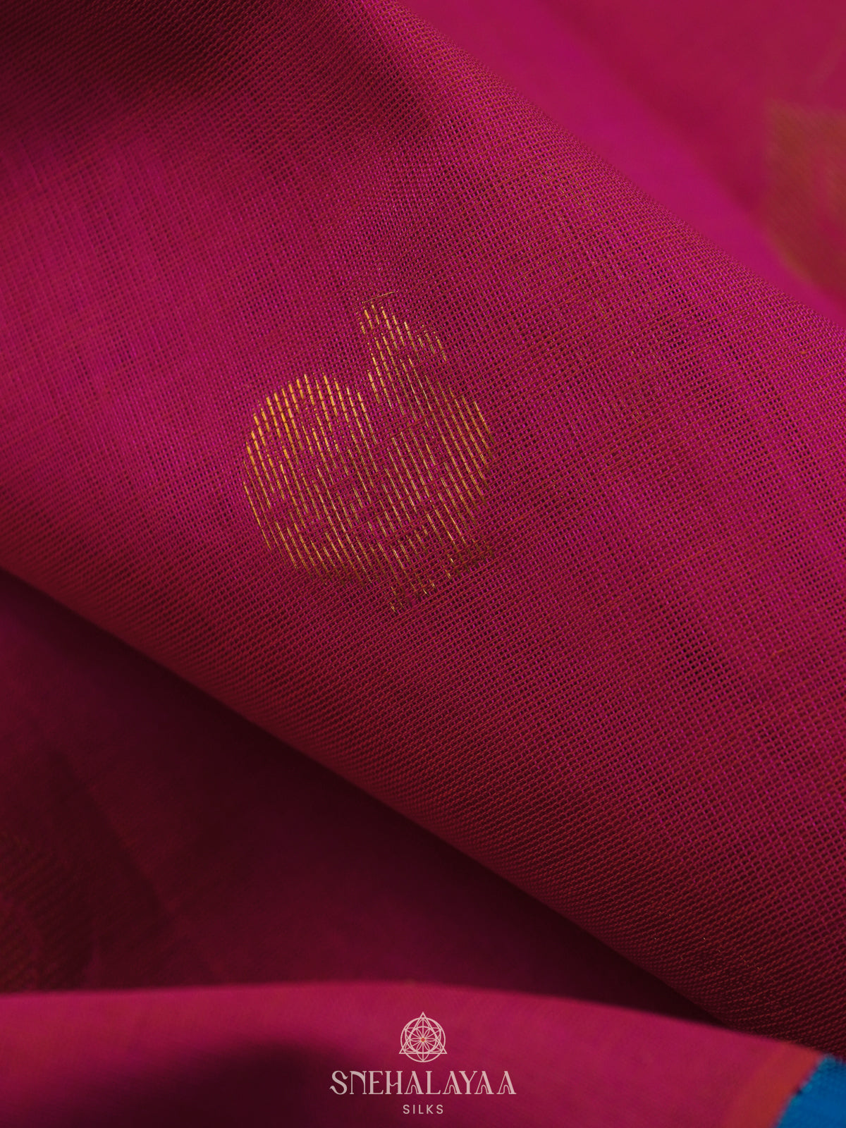 Pink Silk Cotton Saree with Zari Woven Buttas and Rich Golden Zari Border