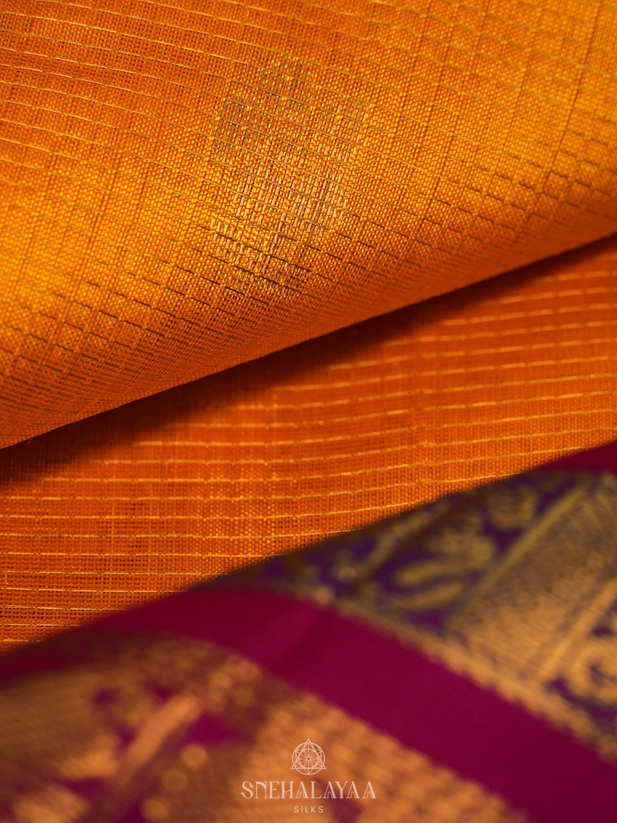 Orange  Vaira Oosi Kanchi Silk Cotton Saree