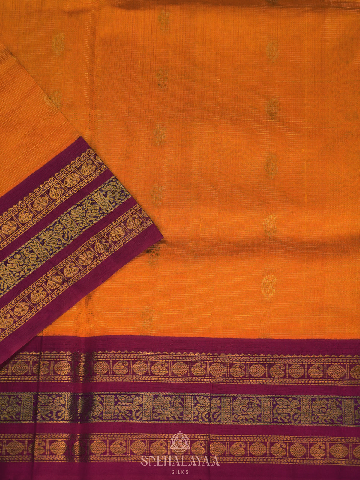 Orange  Vaira Oosi Kanchi Silk Cotton Saree