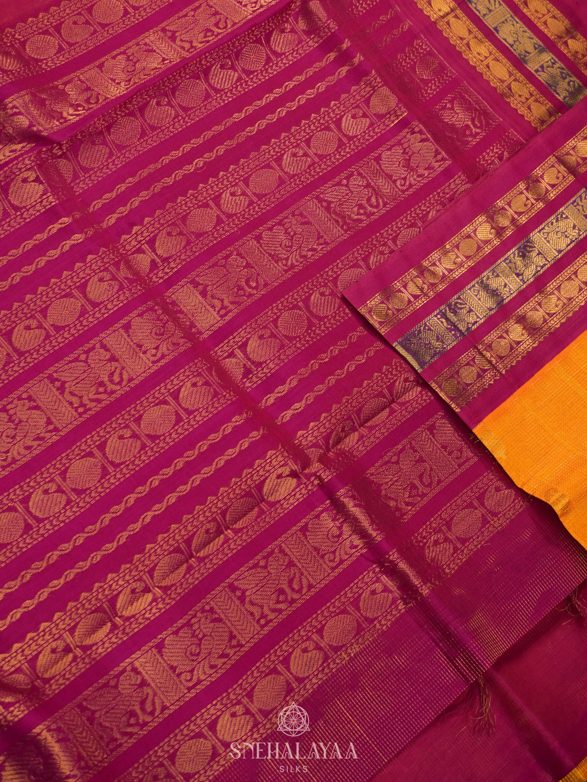 Orange  Vaira Oosi Kanchi Silk Cotton Saree