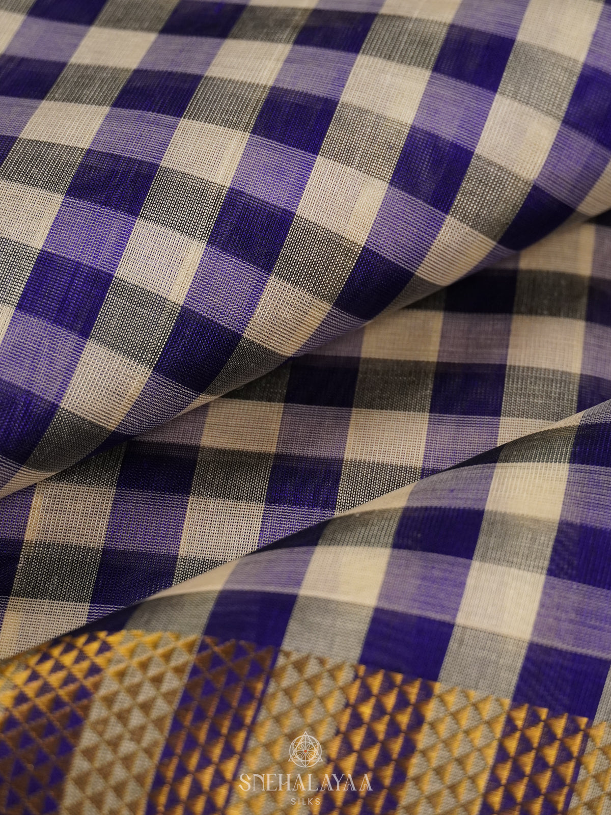 Multicolour Checked Silk Cotton Saree with Paalum Pazhamum Design and Zari Woven Border