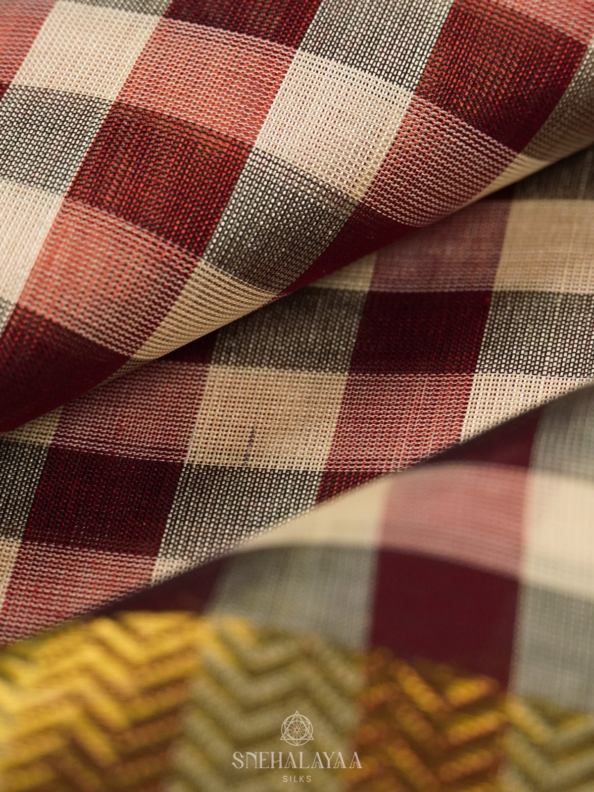Multicolour Checked Silk Cotton Saree with Paalum Pazhamum Design and Zari Woven Border