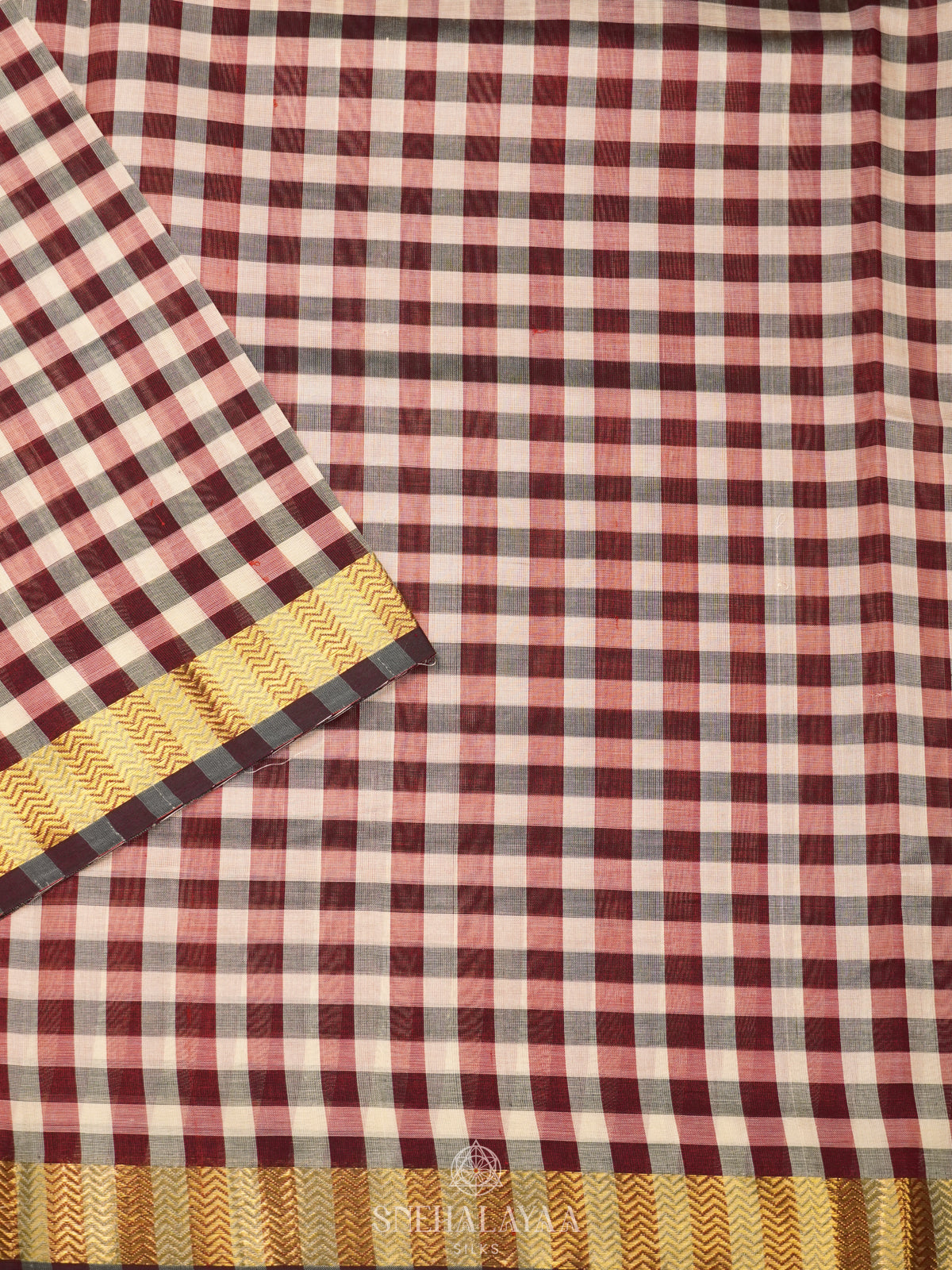 Multicolour Checked Silk Cotton Saree with Paalum Pazhamum Design and Zari Woven Border