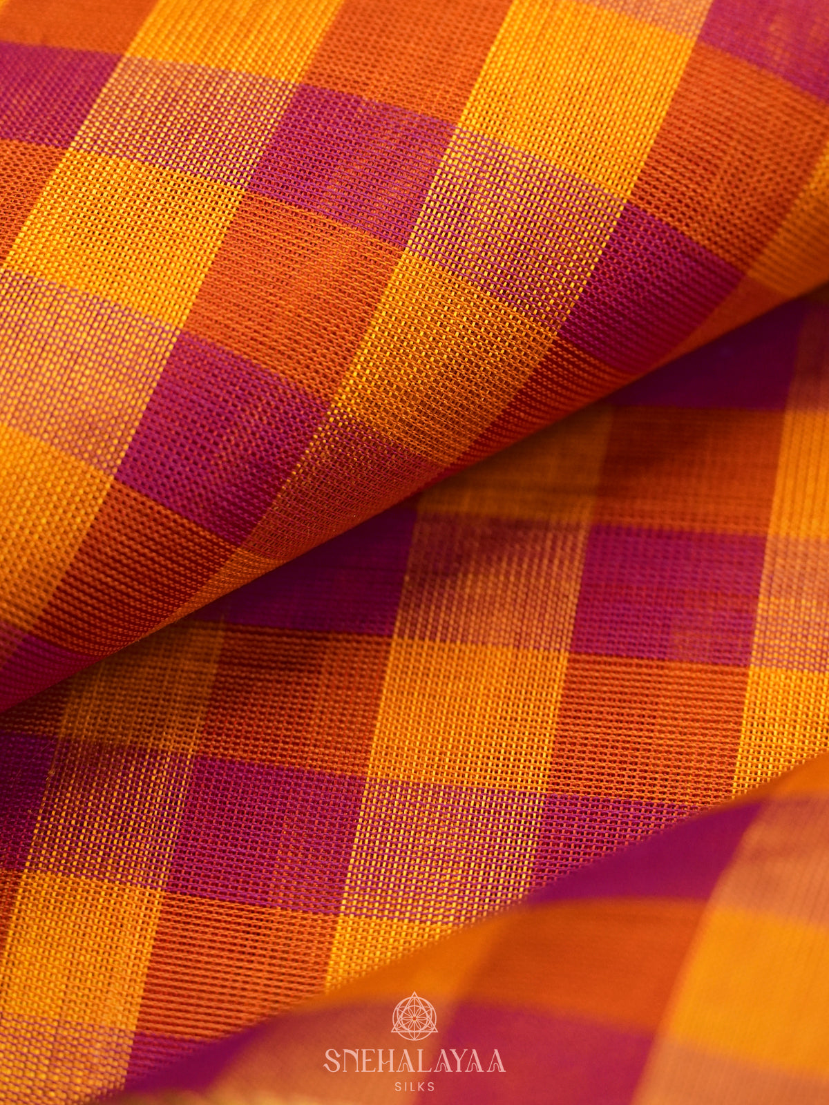 Multicolour Checked Silk Cotton Saree with Paalum Pazhamum Design and Zari Woven Border