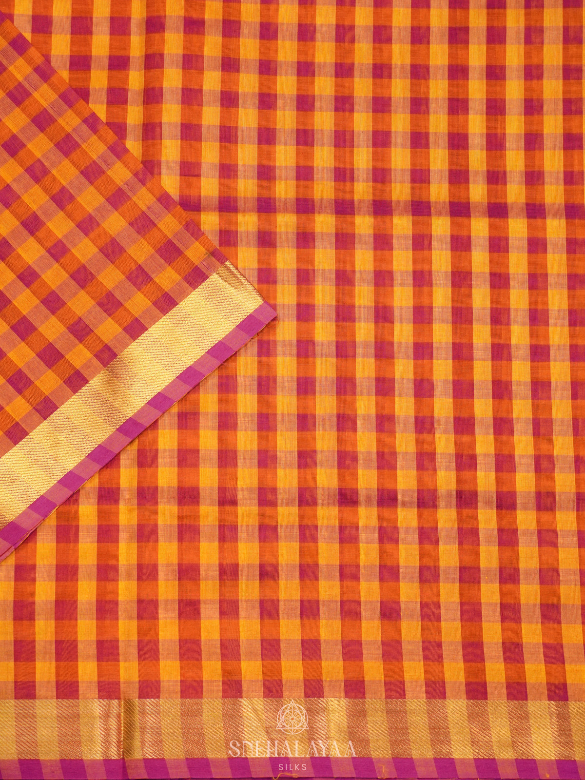 Multicolour Checked Silk Cotton Saree with Paalum Pazhamum Design and Zari Woven Border