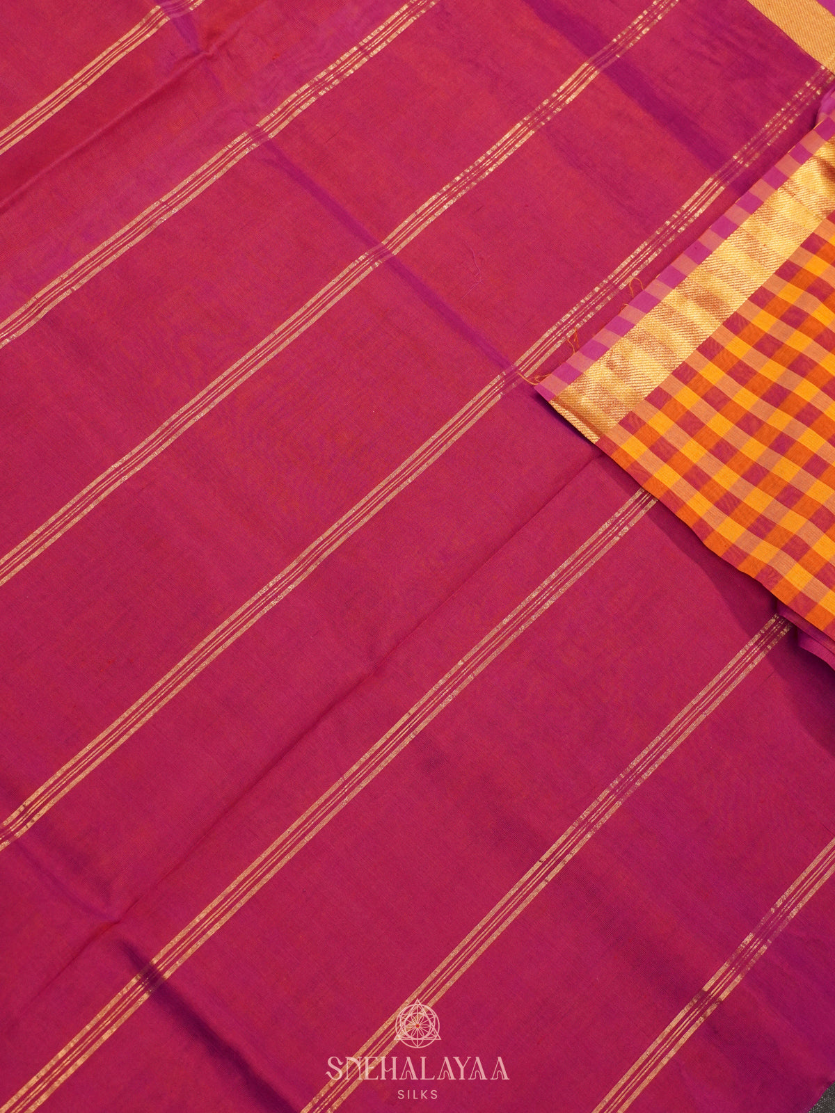 Multicolour Checked Silk Cotton Saree with Paalum Pazhamum Design and Zari Woven Border