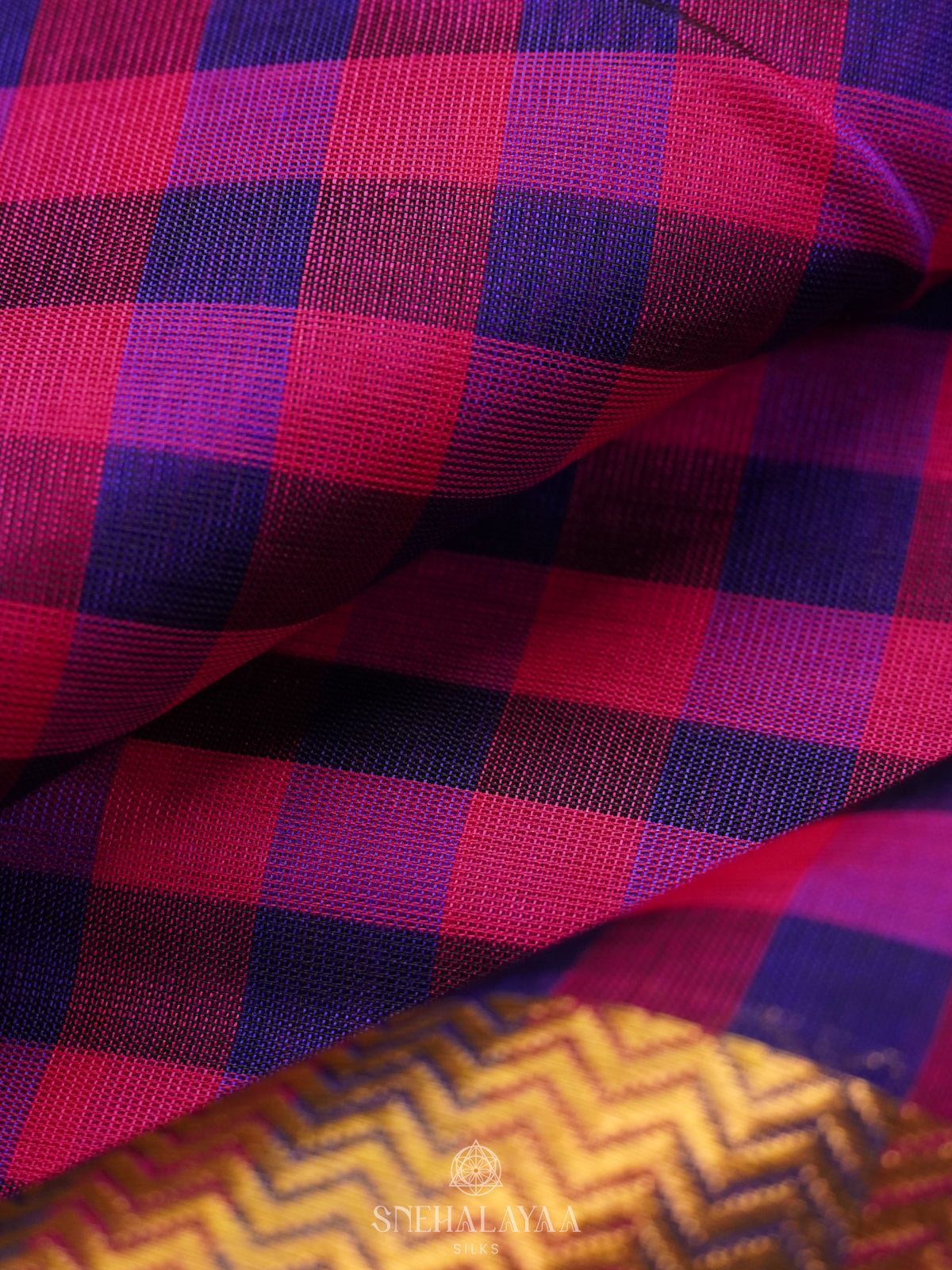 Multicolour Checked Silk Cotton Saree with Paalum Pazhamum Design and Zari Woven Border