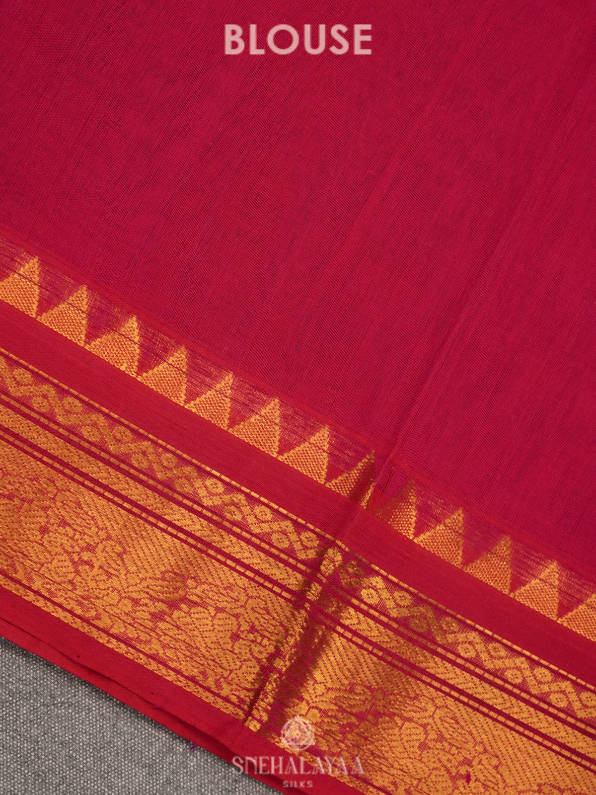 Navy blue Silk Cotton Saree with Zari Checks and Korvai Style Zari