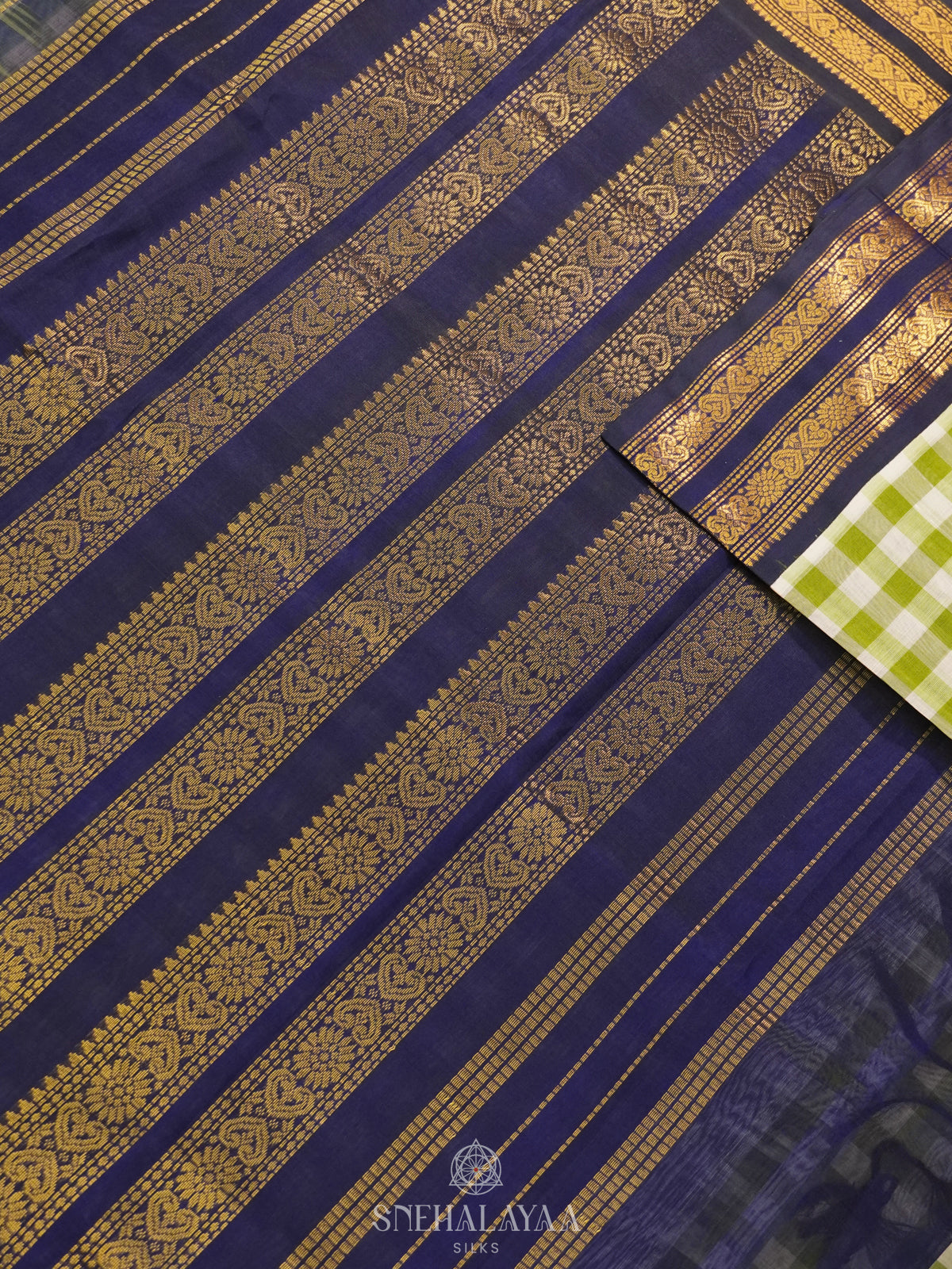 Multicolour Checked Silk Cotton Saree with Paalum Pazhamum Design and Zari Woven Border