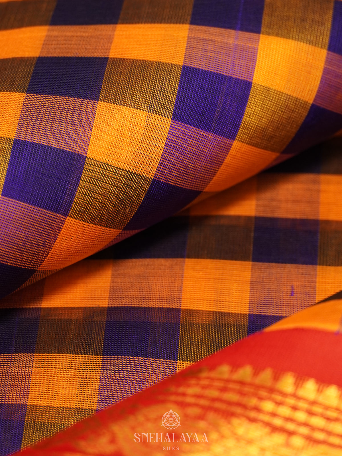 Multicolour Checked Silk Cotton Saree with Paalum Pazhamum Design and Zari Woven Border