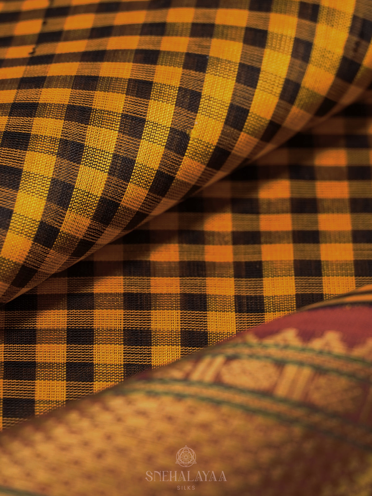 Multicolour Checked Silk Cotton Saree with Paalum Pazhamum Design and Zari Woven Border