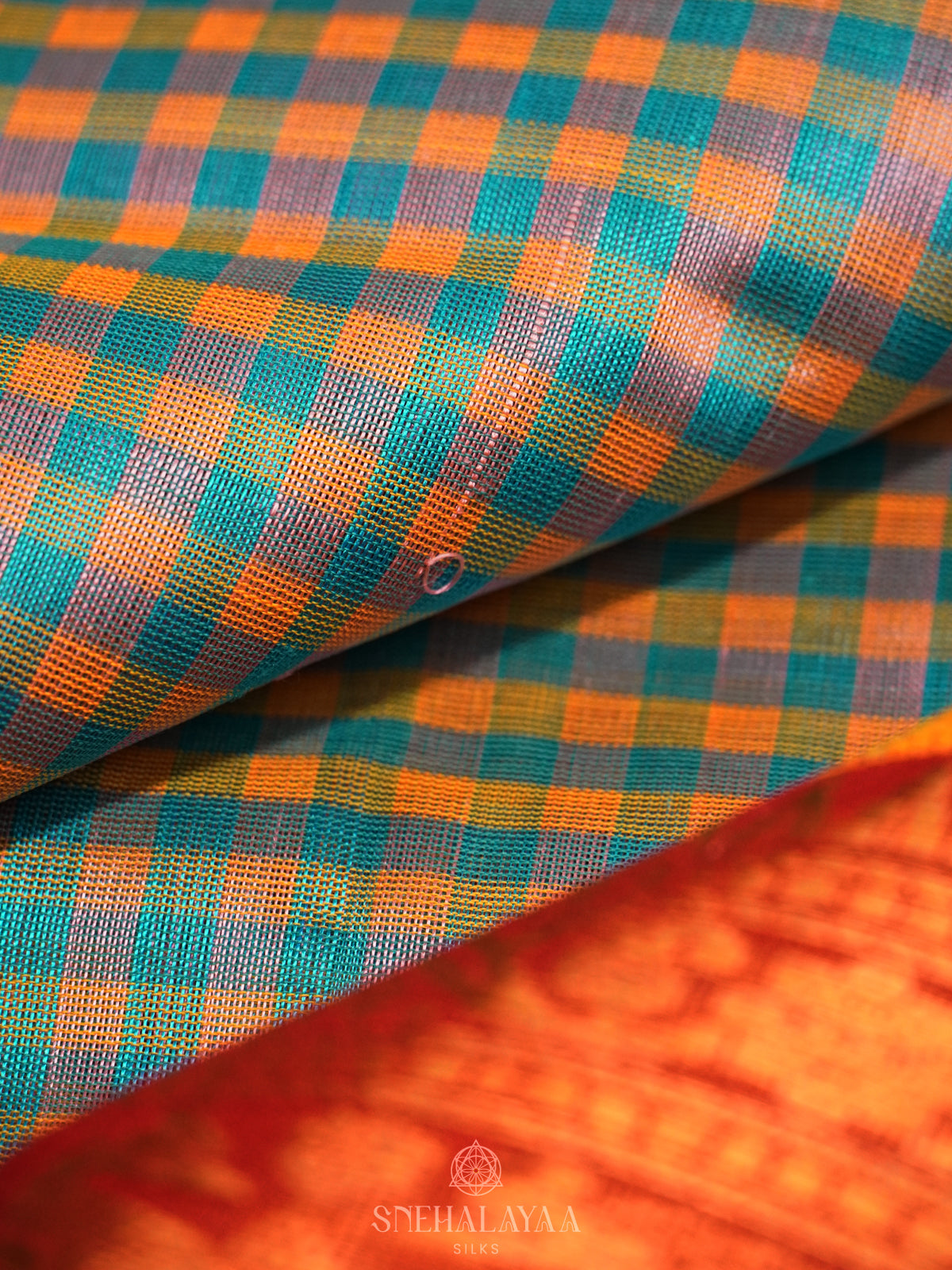 Multicolour Checked Silk Cotton Saree with Paalum Pazhamum Design and Zari Woven Border