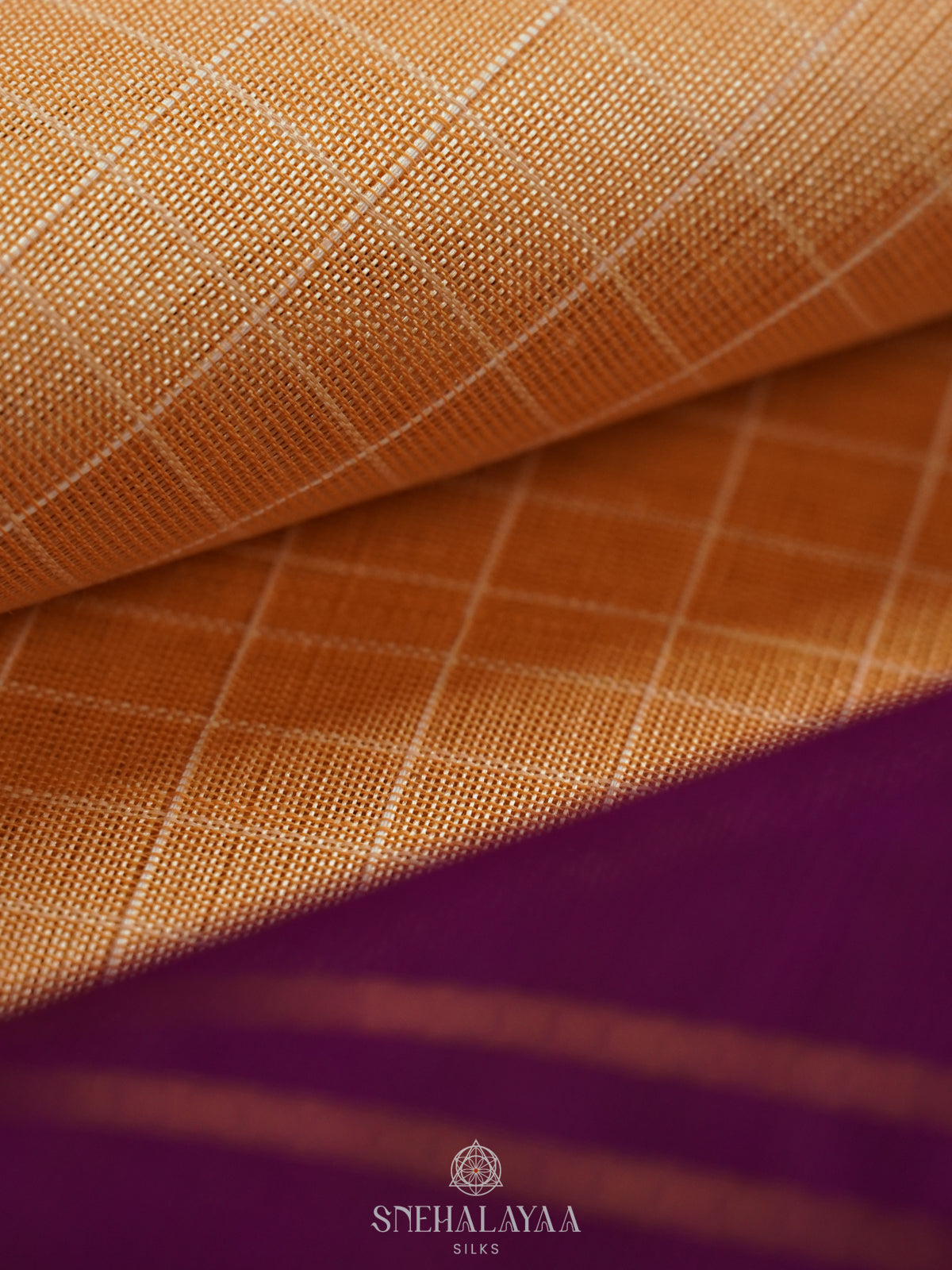Golden Beige Kanchi Silk Cotton Saree with Zari Checks