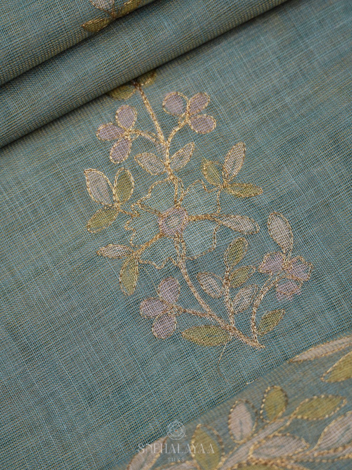 Teal Green Linen Sraee
