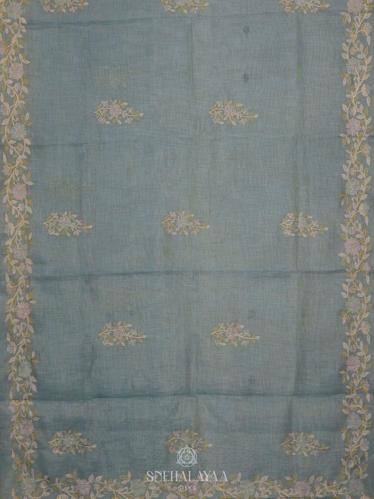 Teal Green Linen Sraee