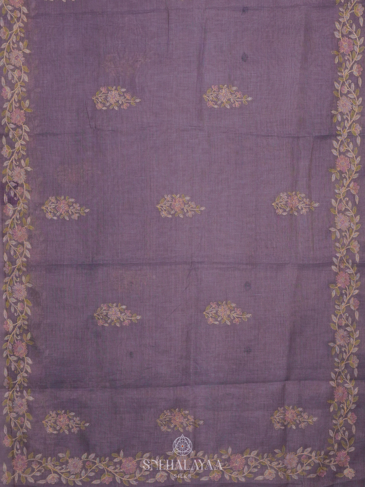 Purple Linen Saree